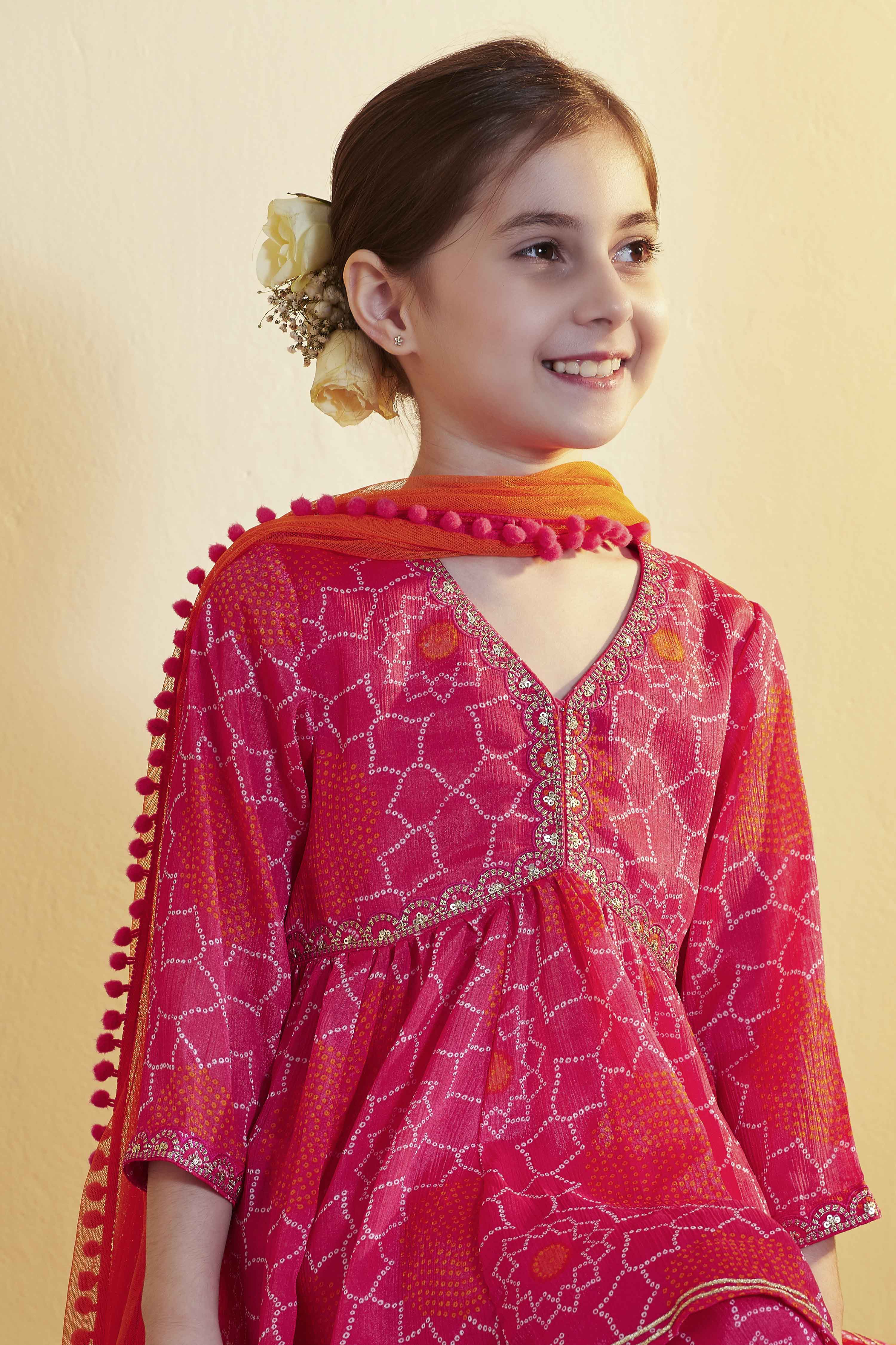 Pink Printed Peplum Viscose Rayon Kurta Set image number 1
