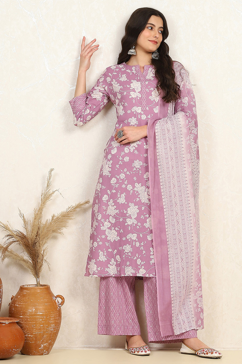 Rama Cotton Screen Print Unstitched Suit Set image number 1
