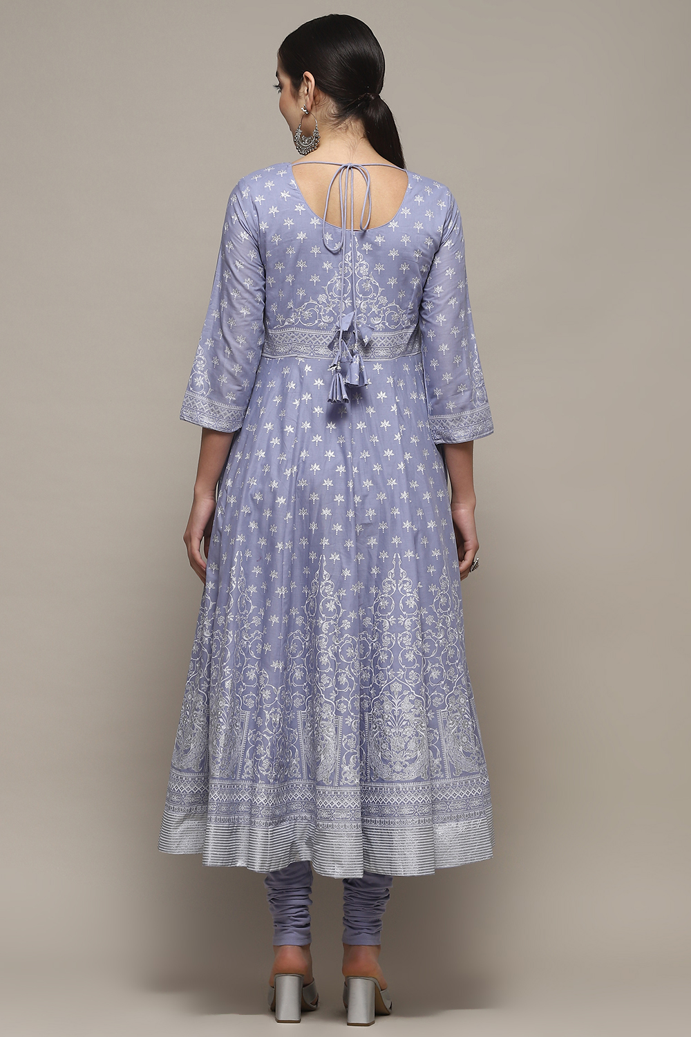 Powder Blue Cotton Anarkali Suit Set image number 5