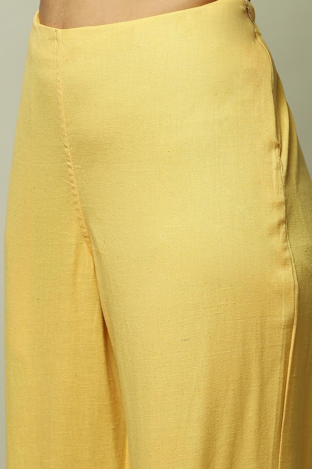 Yellow Cotton Blend Machine Embroidered Unstitched Suit Set image number 2