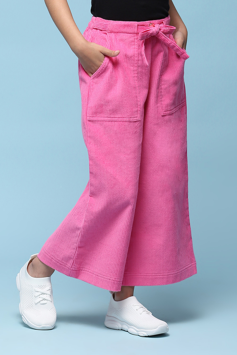 Pink Cotton Solid Pants image number 3