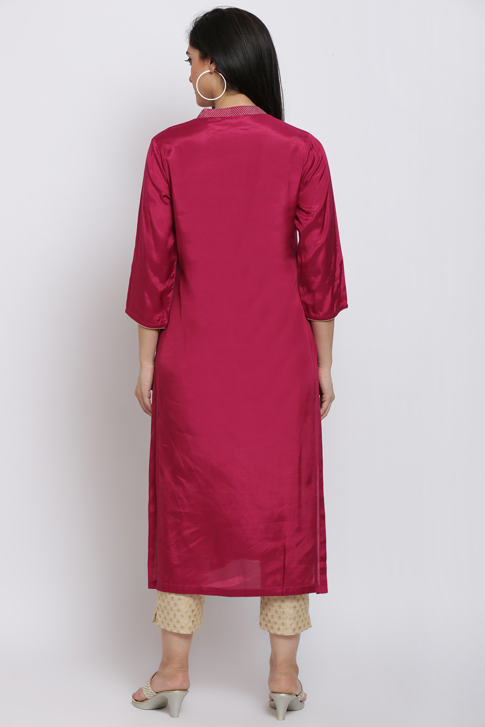 Magenta Viscose Straight Printed Kurta image number 5