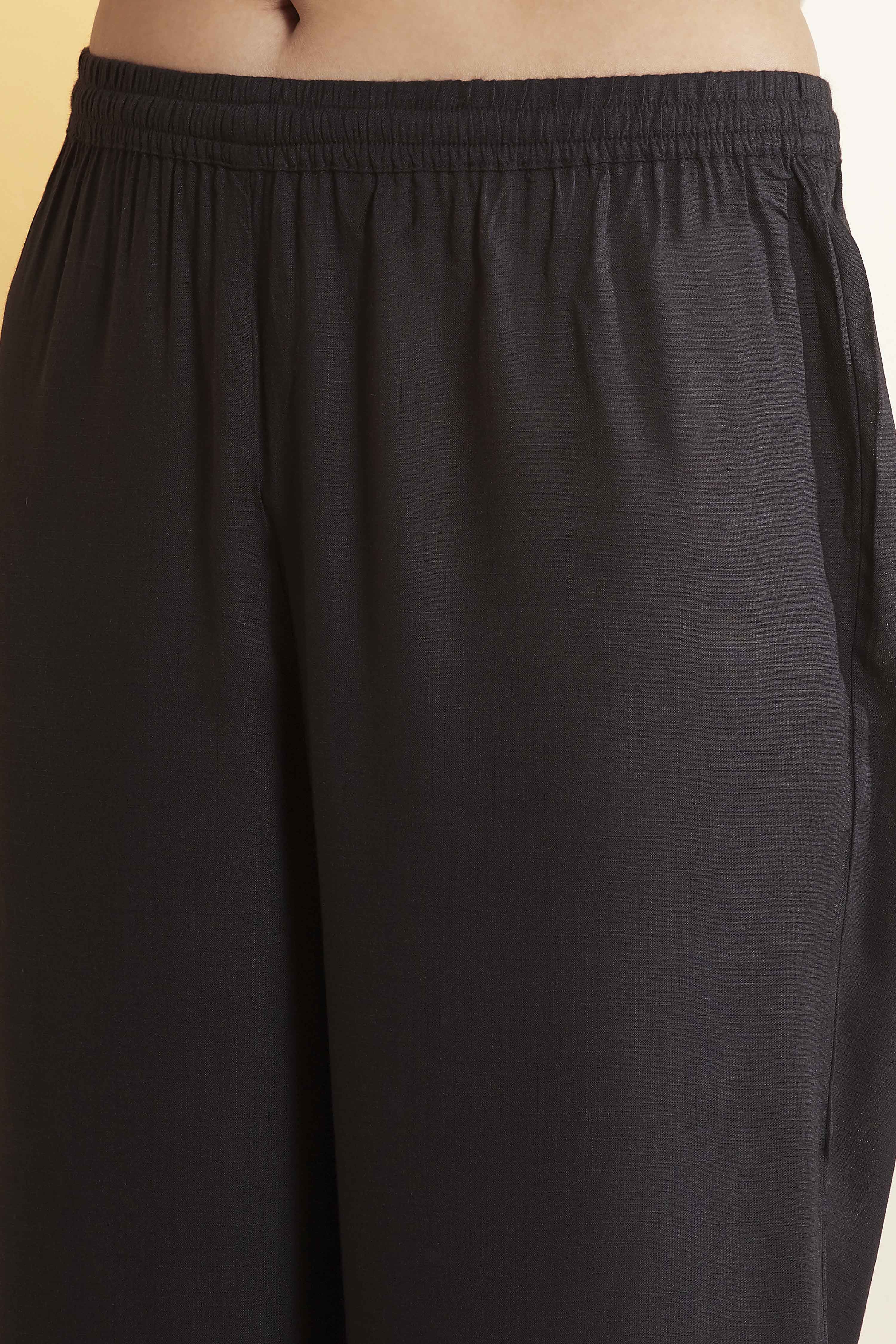 Black Yarndyed Straight Kurta Set image number 2