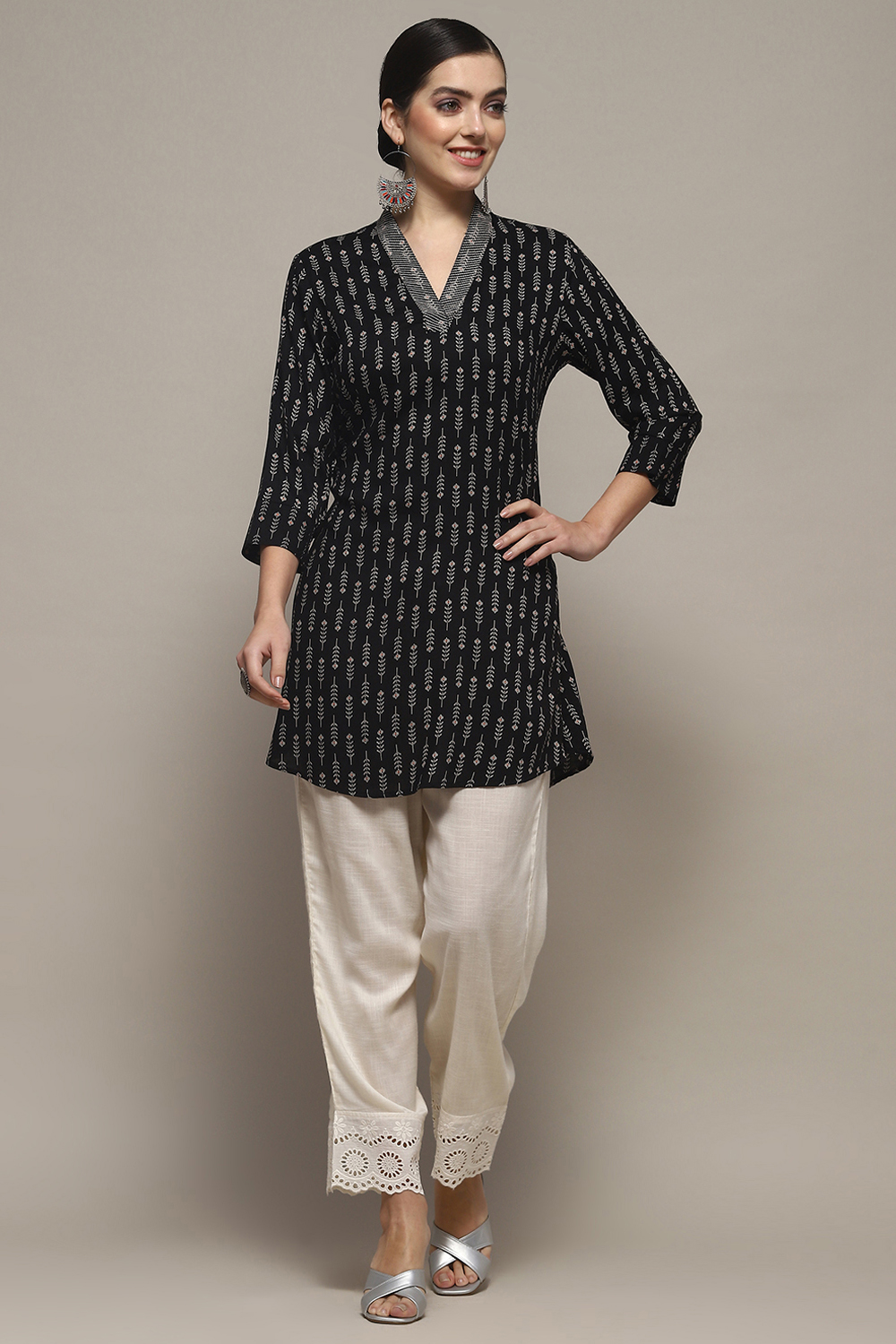 Black Rayon Straight Kurti image number 0