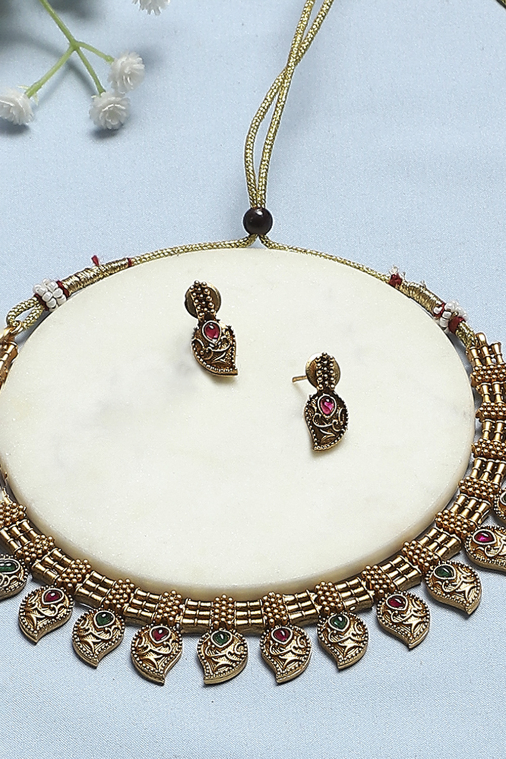 Red Green Alloy Necklace Set image number 5
