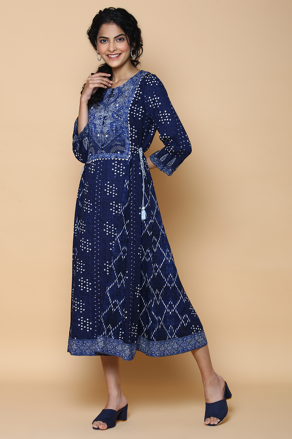 Indigo Rayon Printed Dress image number 4