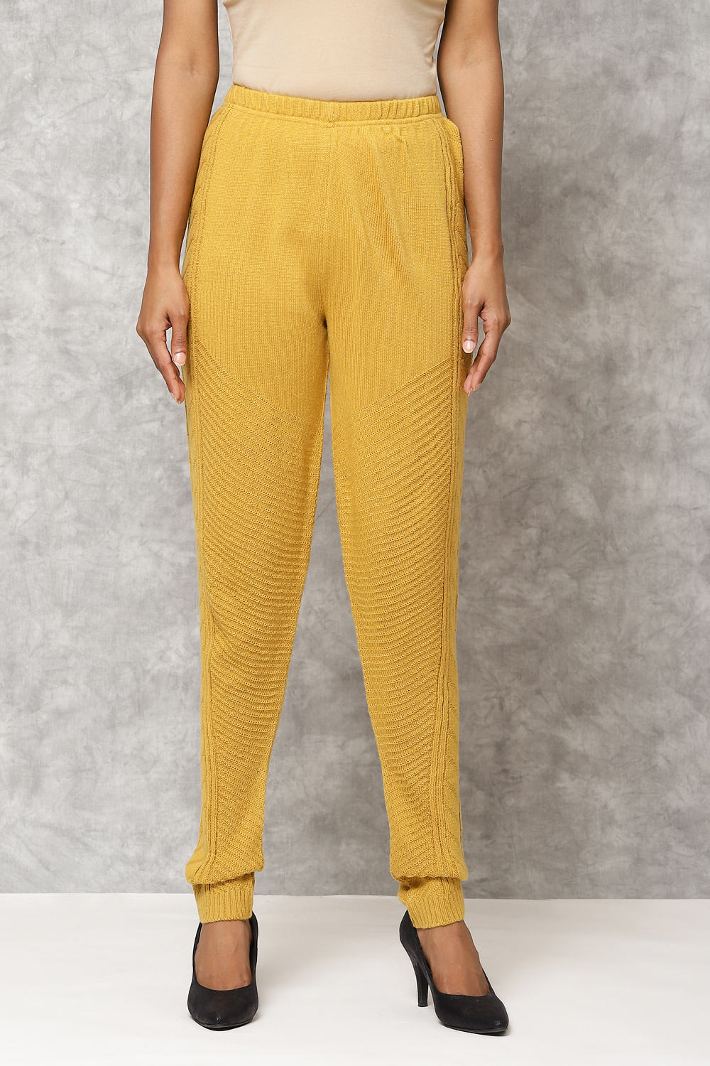 Mustard Straight Wool Acrylic Pants image number 0