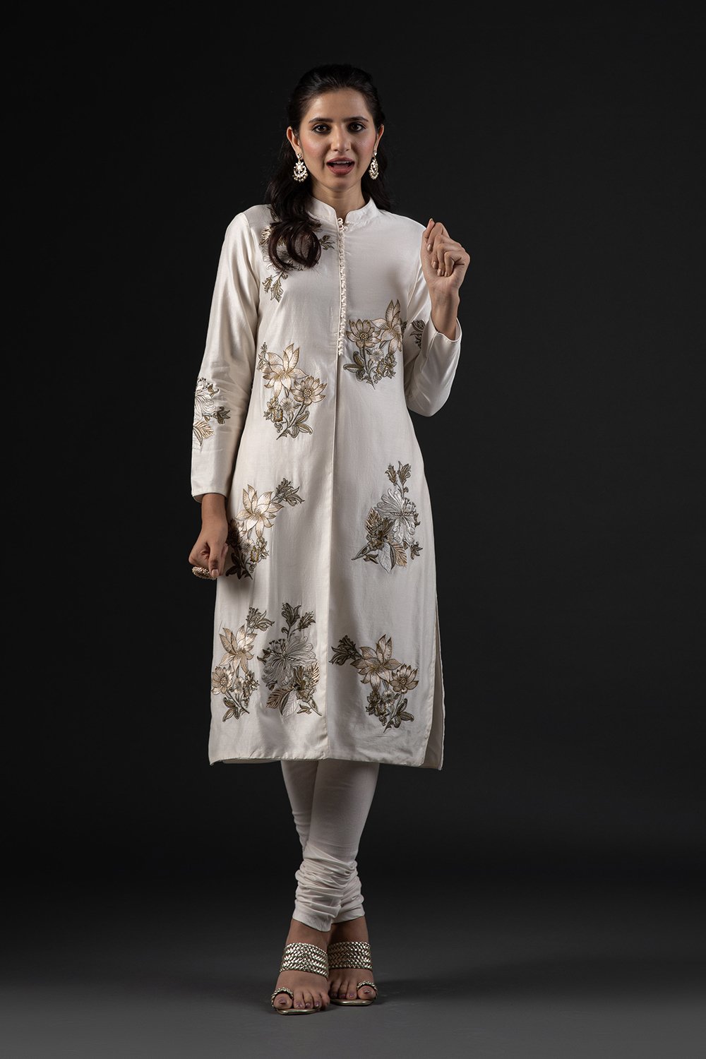 Rohit Bal Ivory Cotton Silk Straight Printed Suit Set image number 7