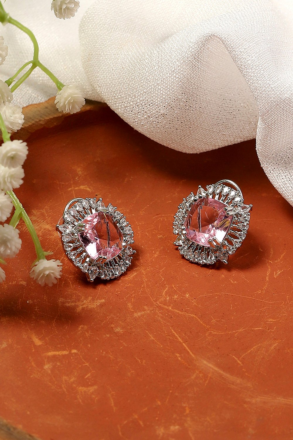 Light Pink Silver-Plated Circular Studs image number 0
