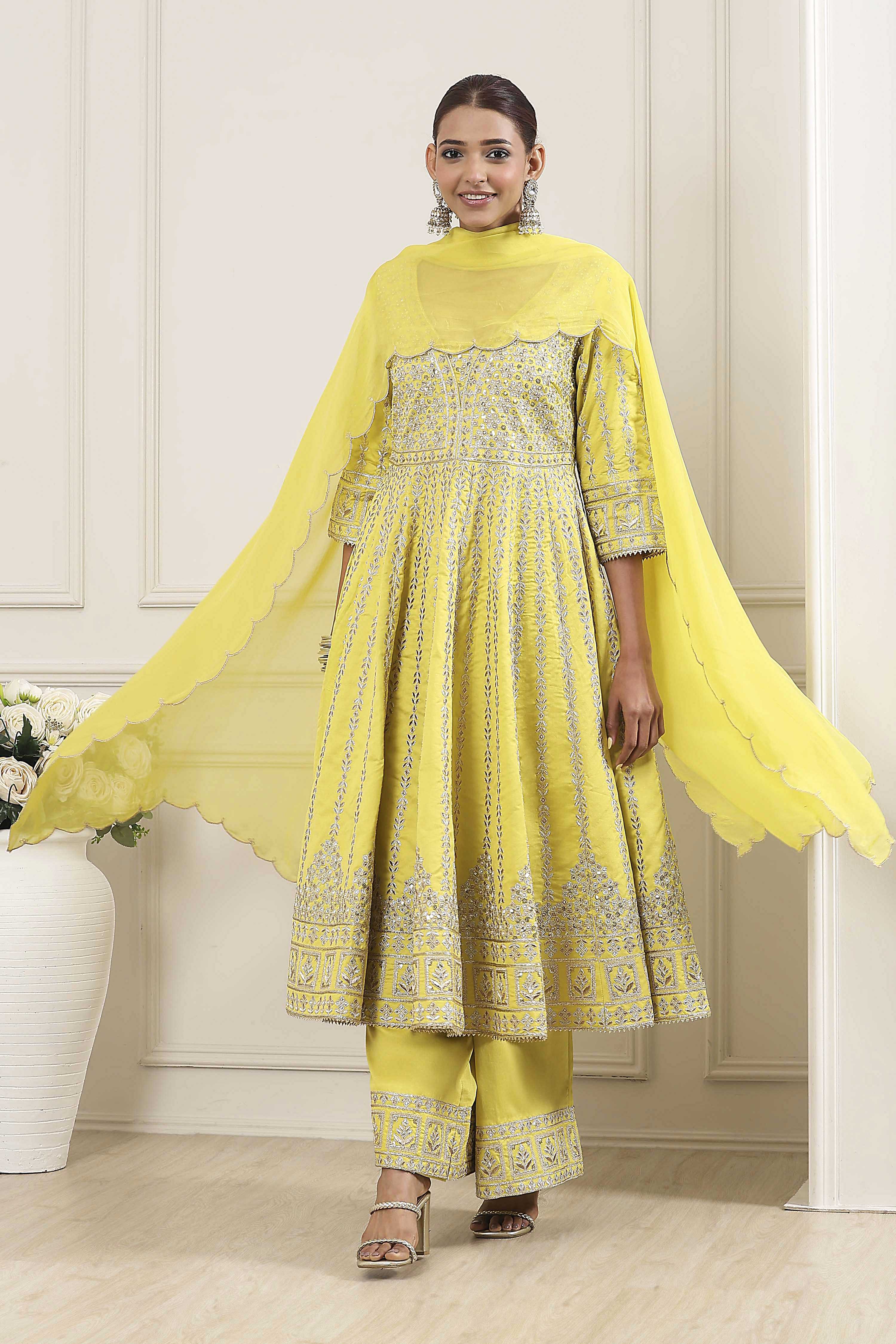 Rose Pink Cotton Silk Anarkali Suit Set image number 6