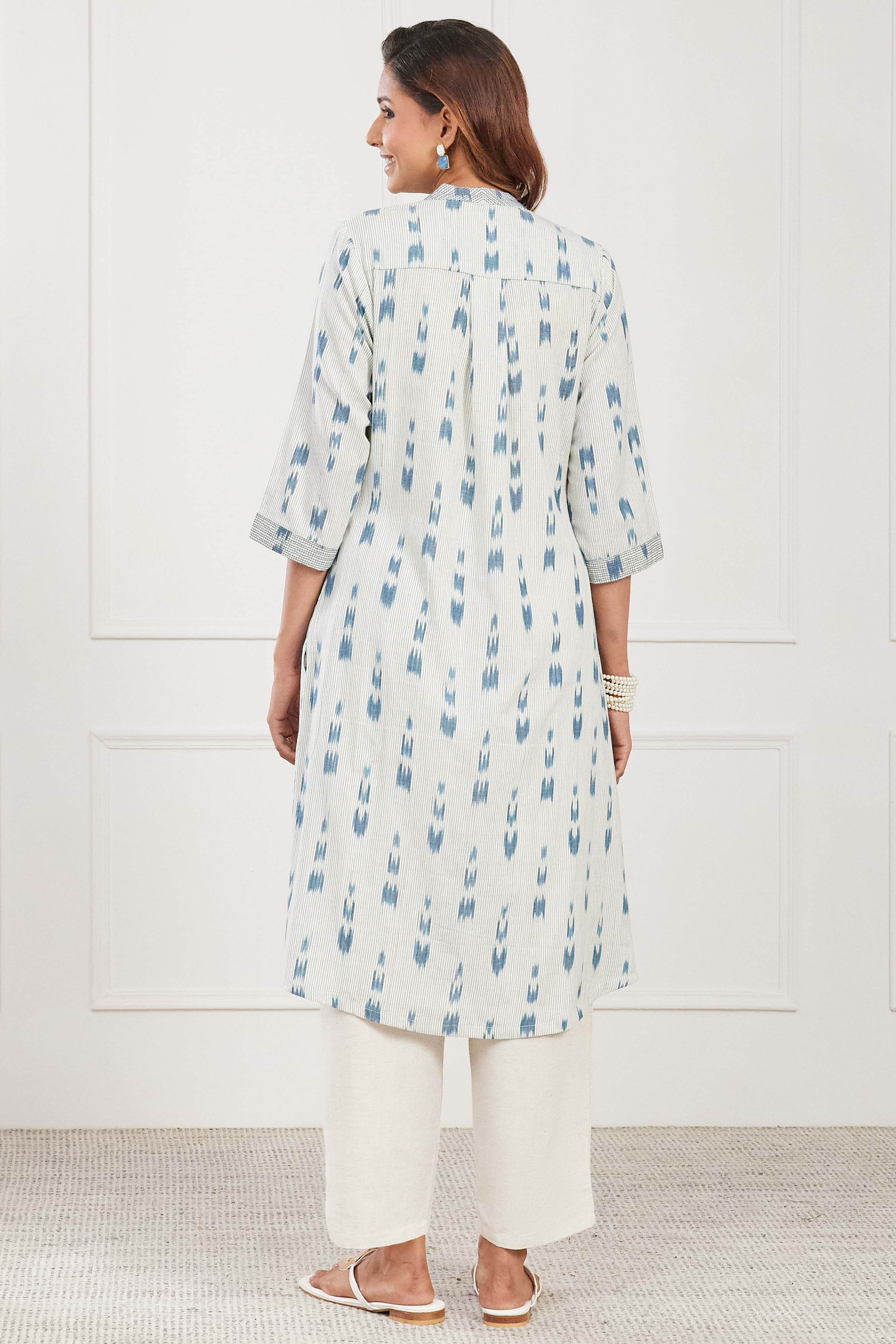 White Cotton Straight Kurta image number 3