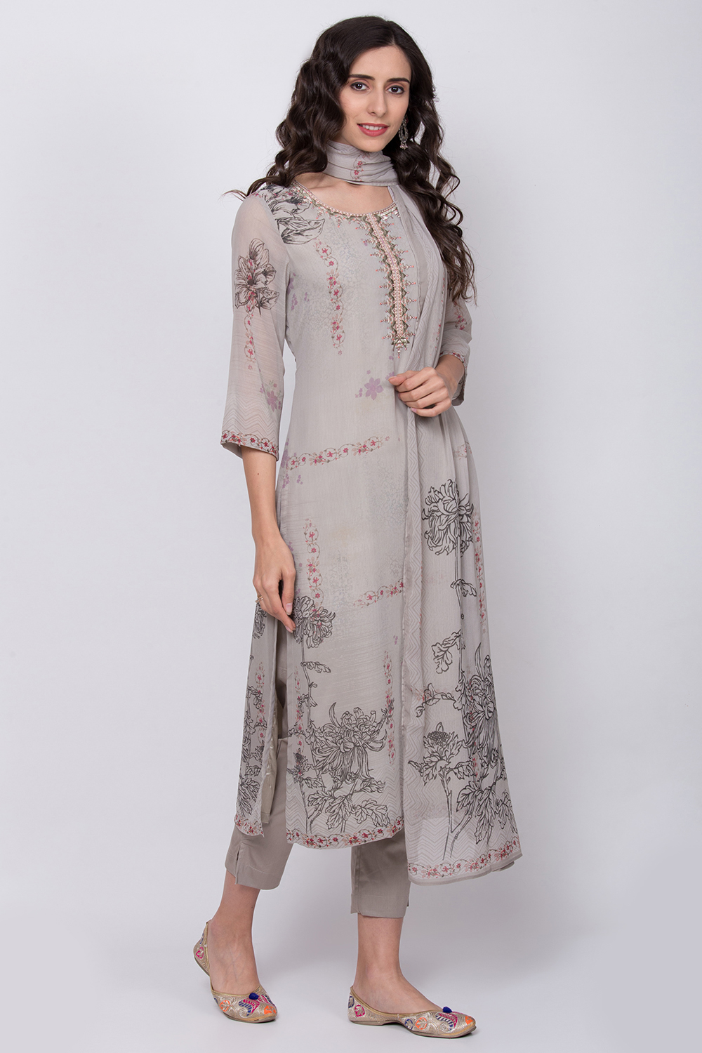 Moss Green Art Silk Straight Kurta Slim Pant Suit Set image number 0