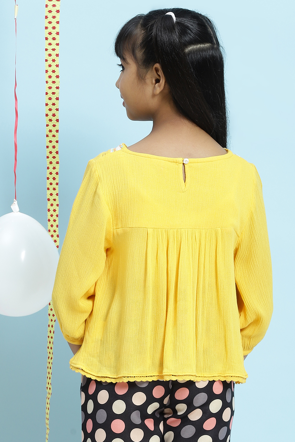 Yellow Straight Viscose Top image number 5