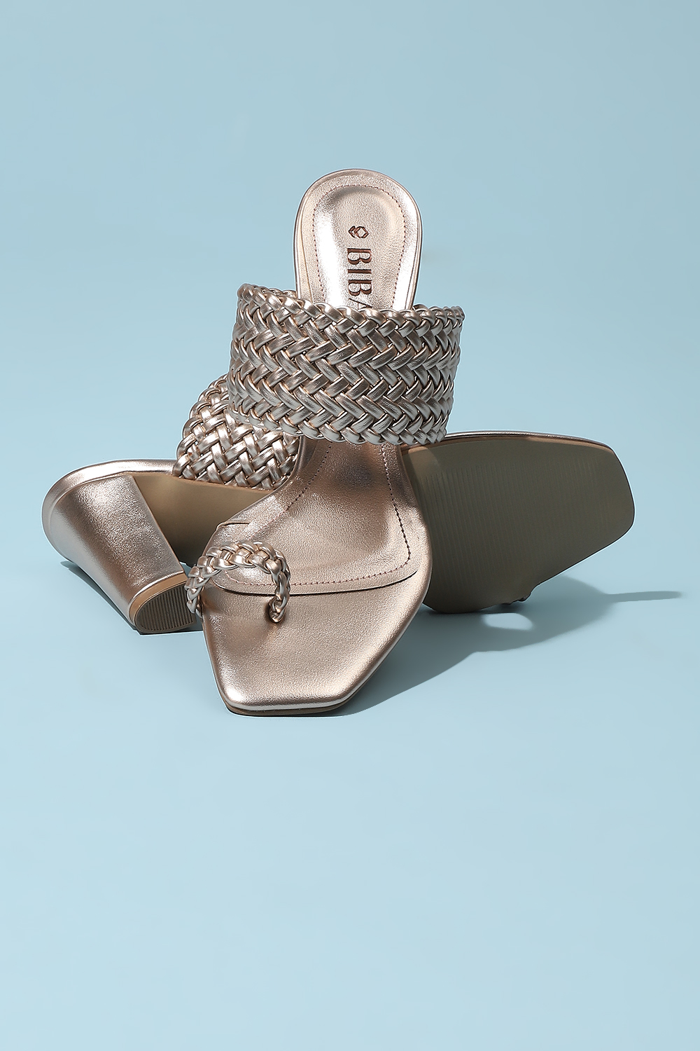 Rose Gold PU Ring Toe Sandals image number 3