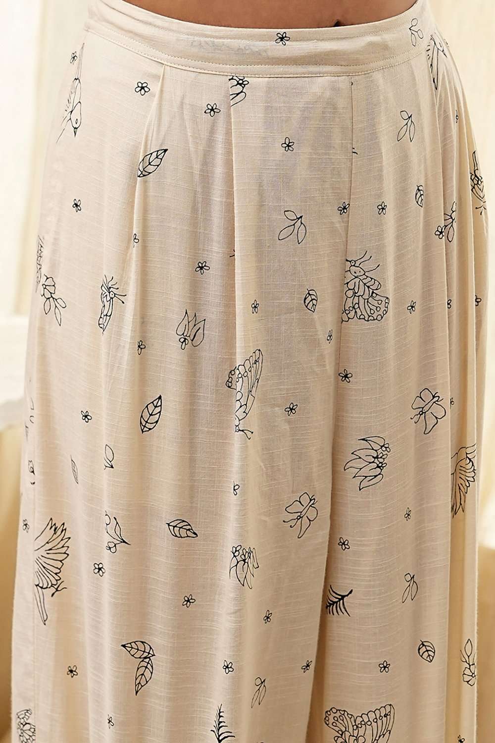 Off-White Cotton Straight Printed Kurta Set image number 2