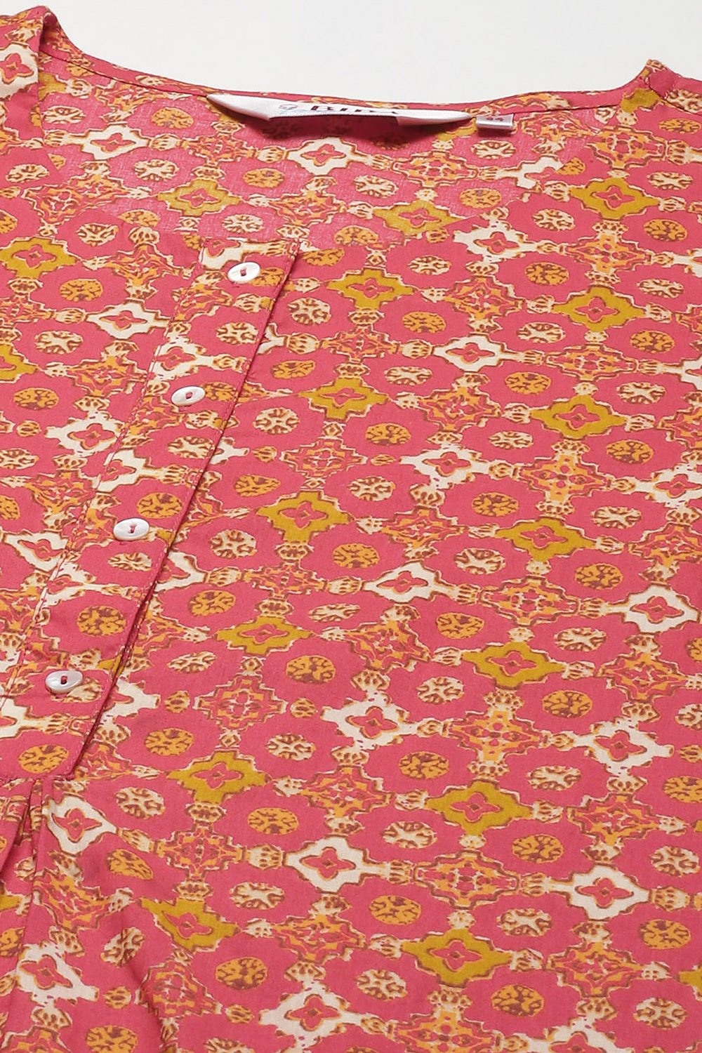 Coral Pink Cotton A-Line Kurta image number 1