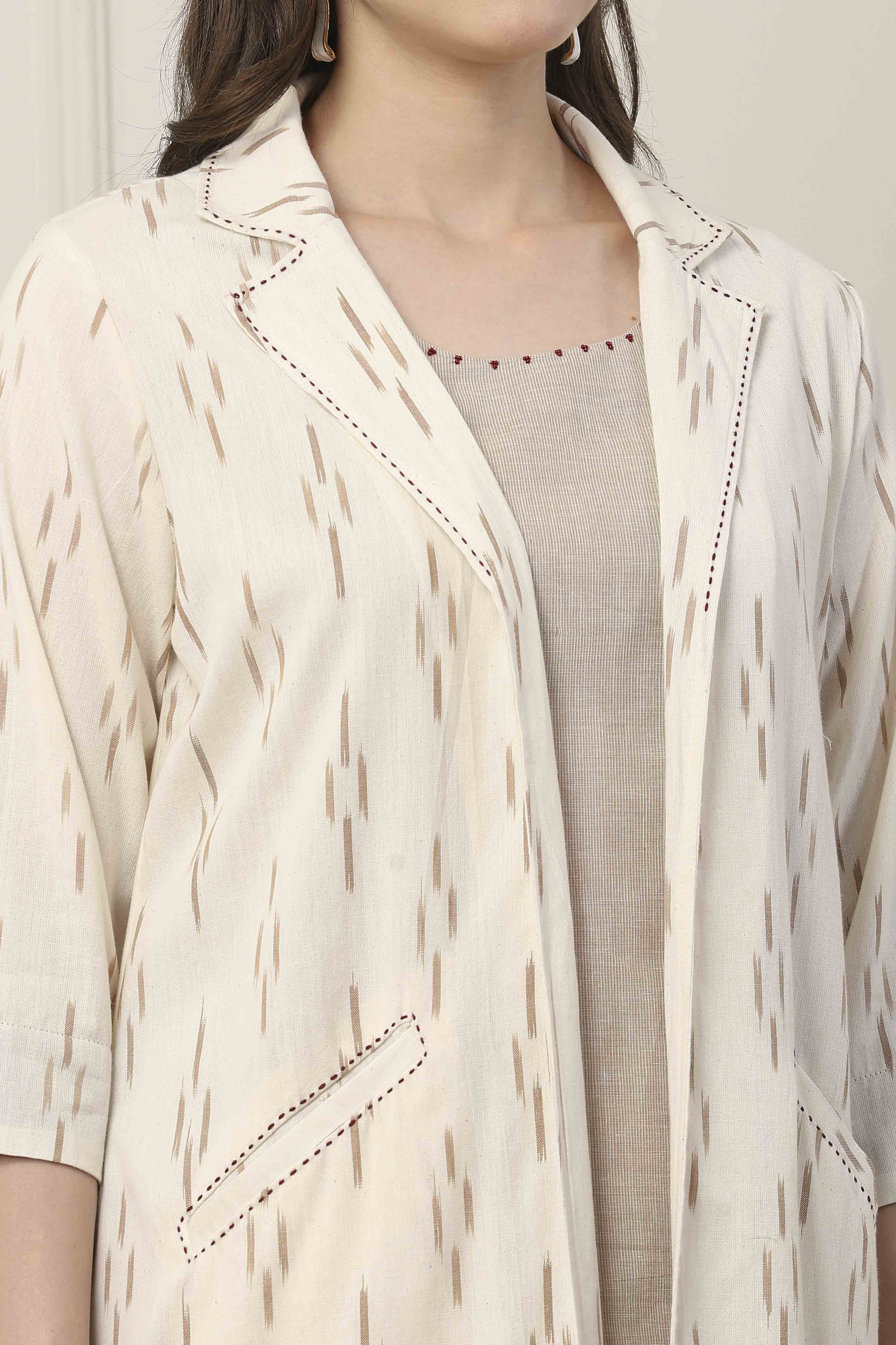 Off White Cotton Regular Fusion Set image number 1