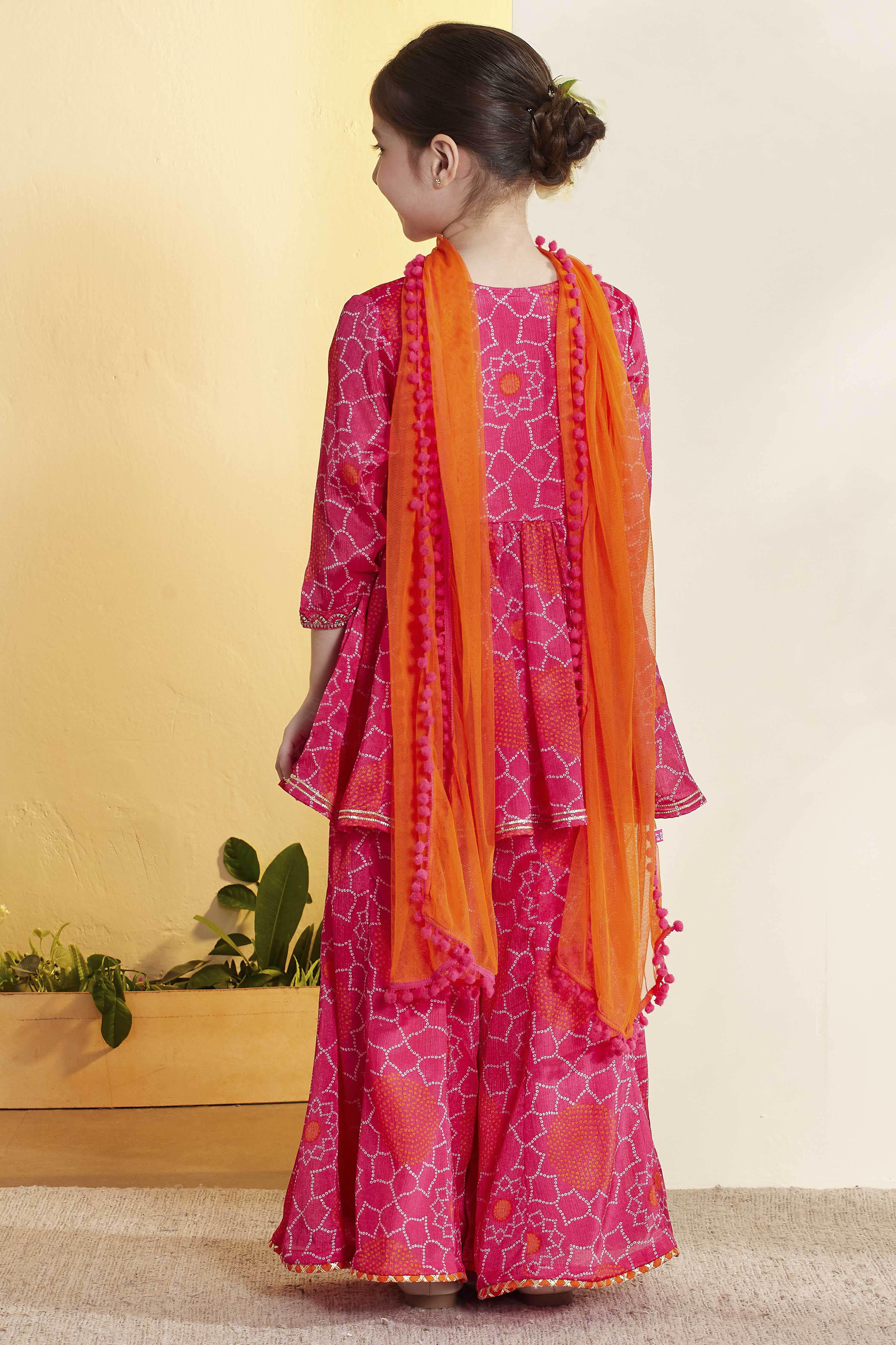 Pink Printed Peplum Viscose Rayon Kurta Set image number 5