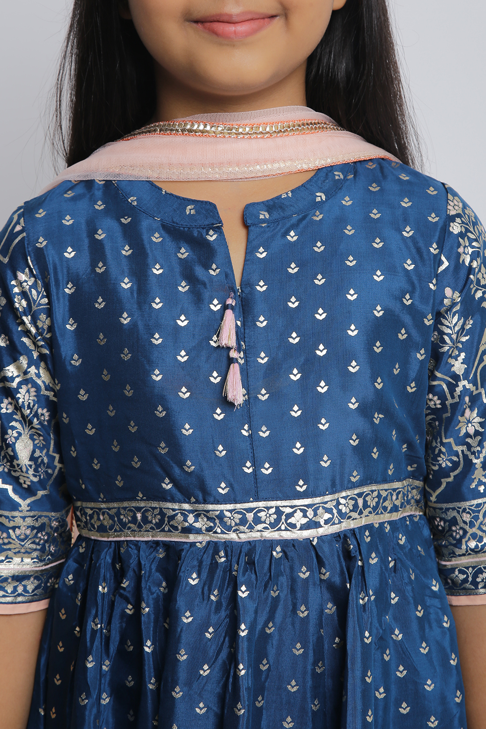 Blue Viscose Anarkali Straight Kurta Palazzo Suit Set image number 1