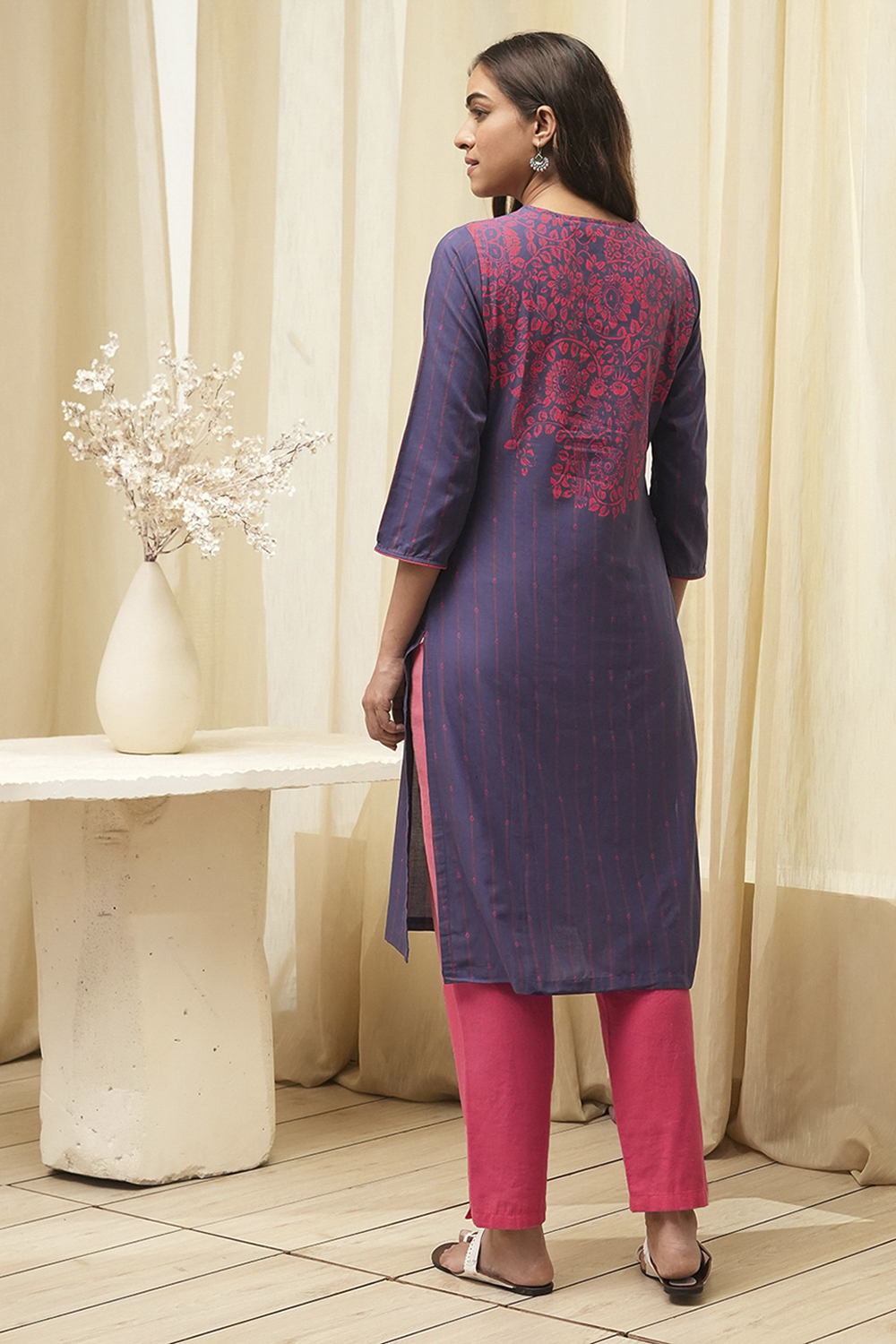 Green Cotton Straight Printed Kurta image number 3