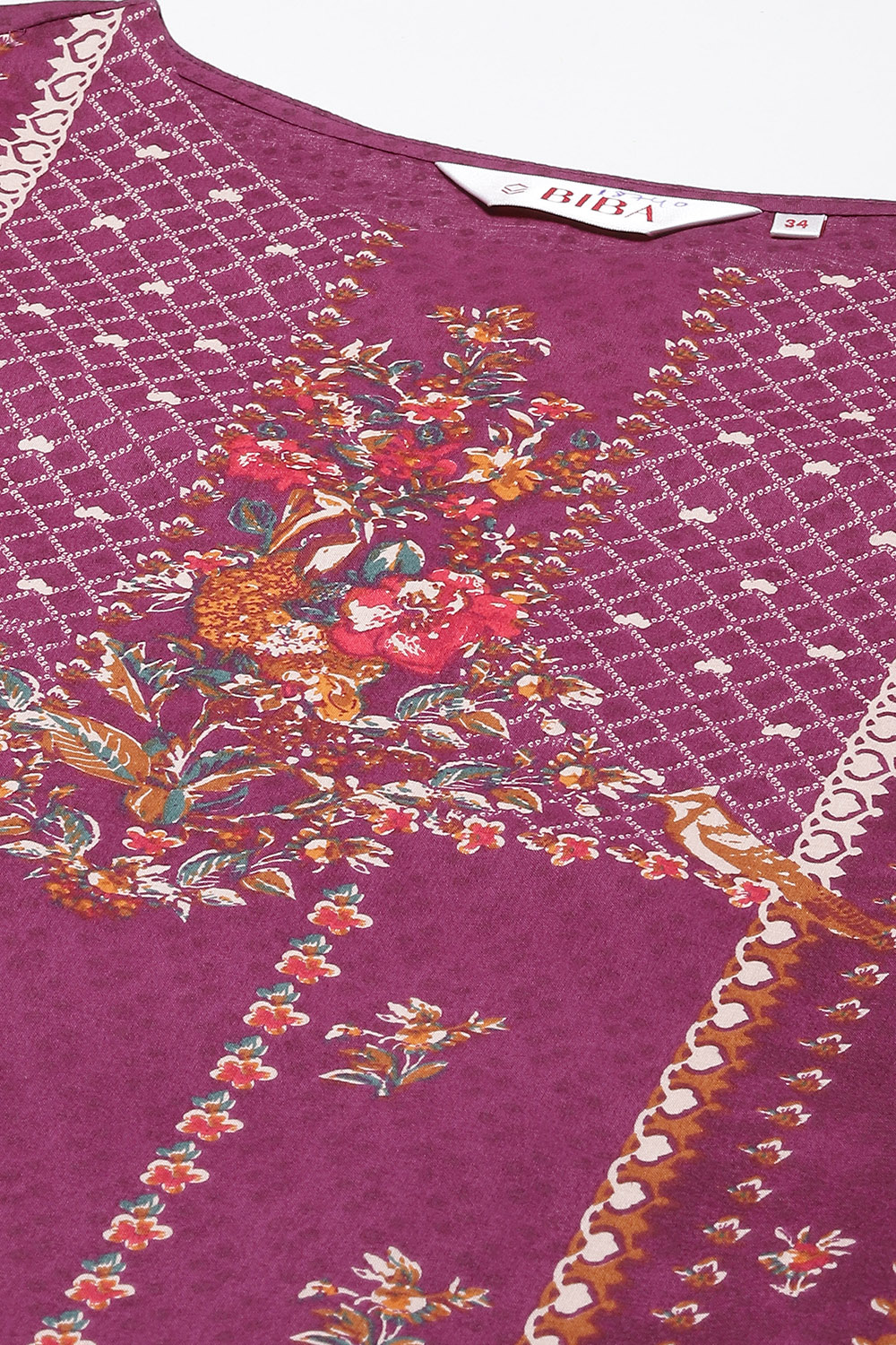 Purple Rayon Straight Printed Kurta image number 1