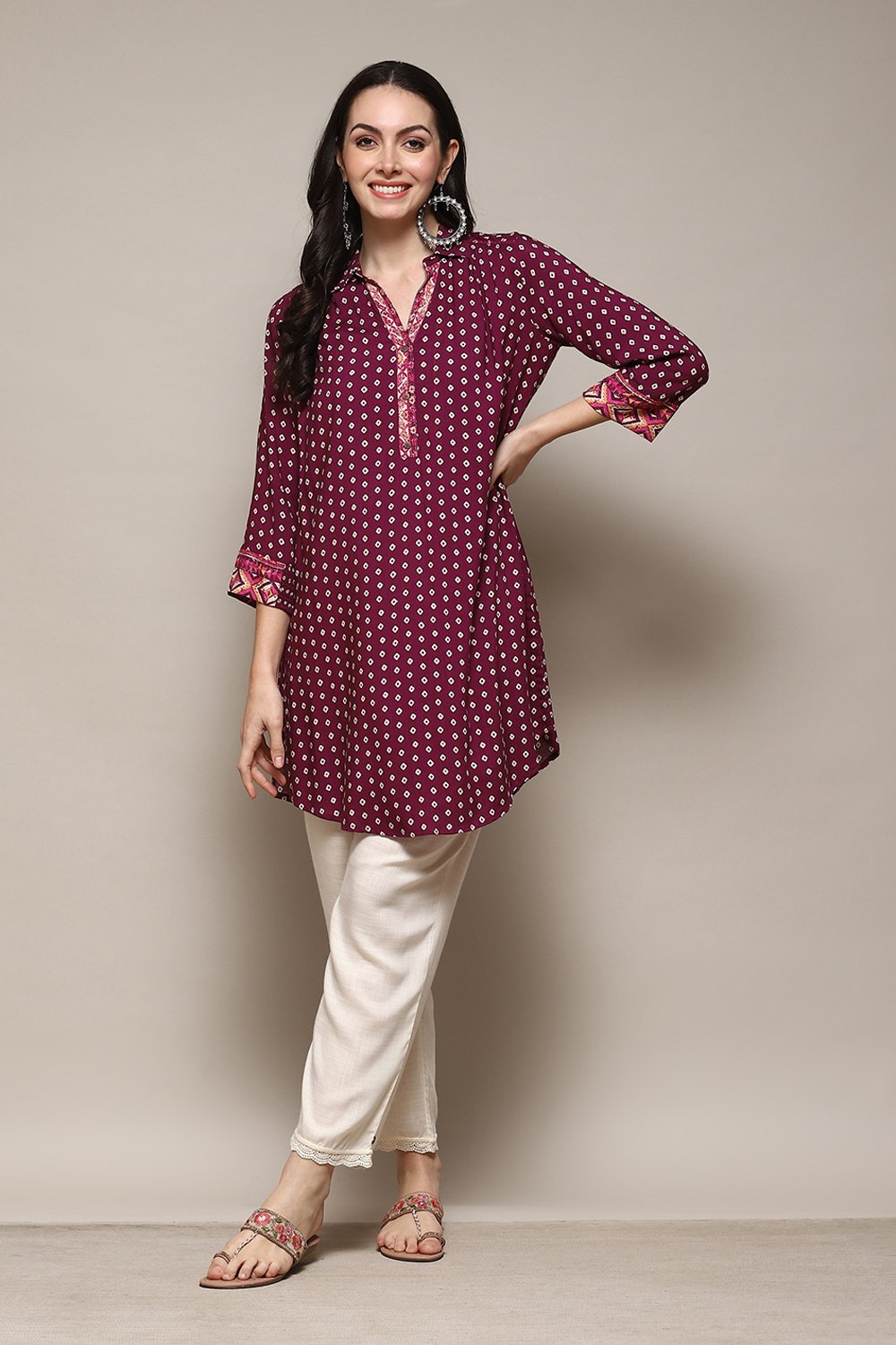 Pink & Purple LIVA Straight Printed Shirt image number 0