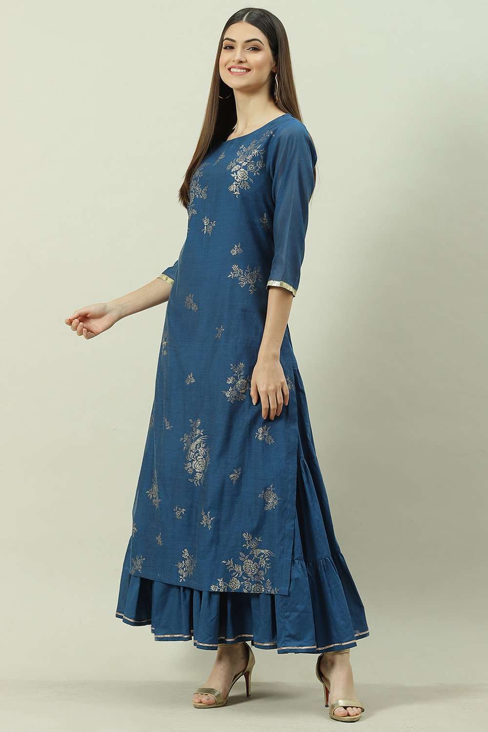 Tomato Red Poly Cotton Printed Kurta Dress image number 5