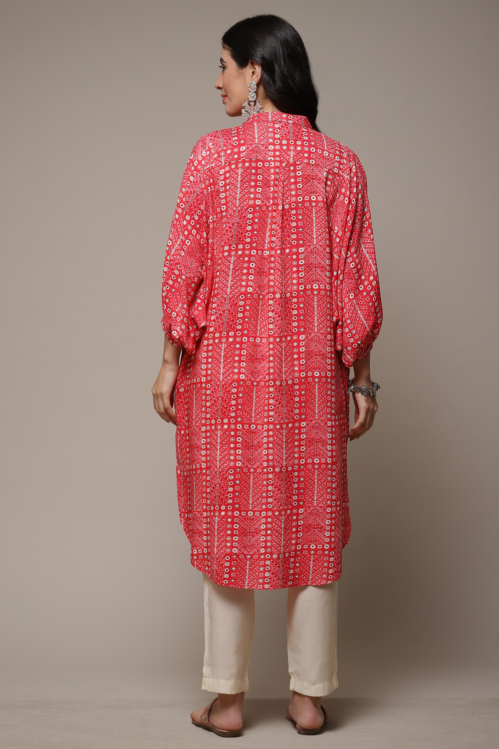 Red Rayon Straight Printed Kurta image number 2