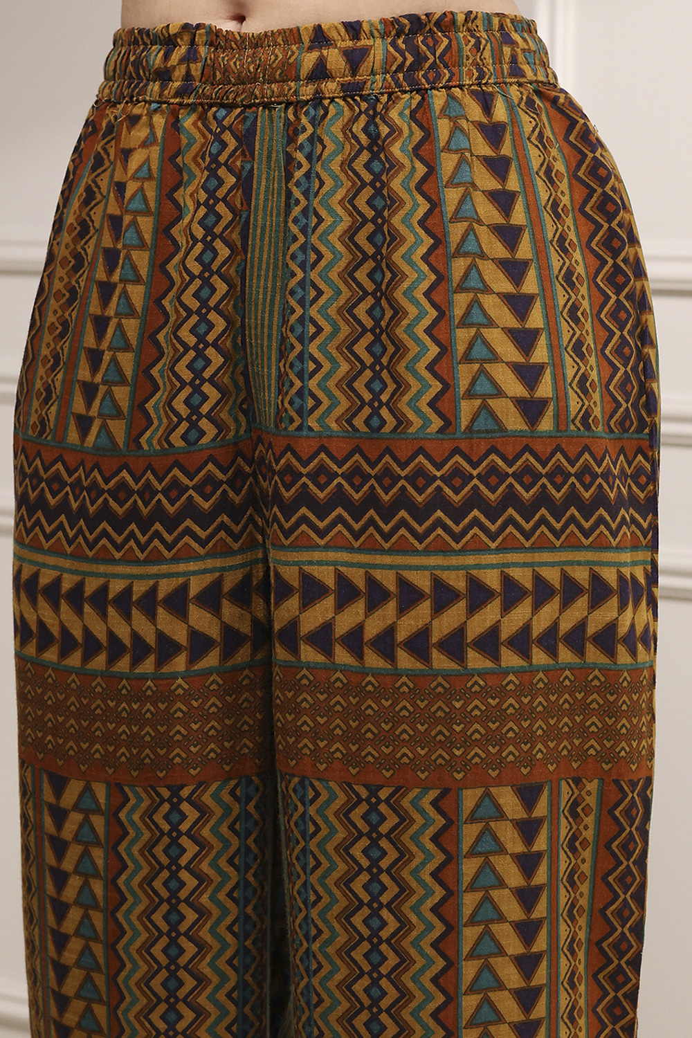 Mustard Yellow Viscose Rayon Straight Printed Kurta Pants Set image number 2