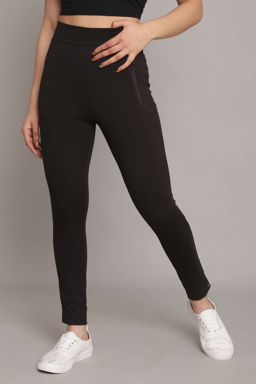 Charcoal Melange Knitted Cotton Blend Joggers image number 3