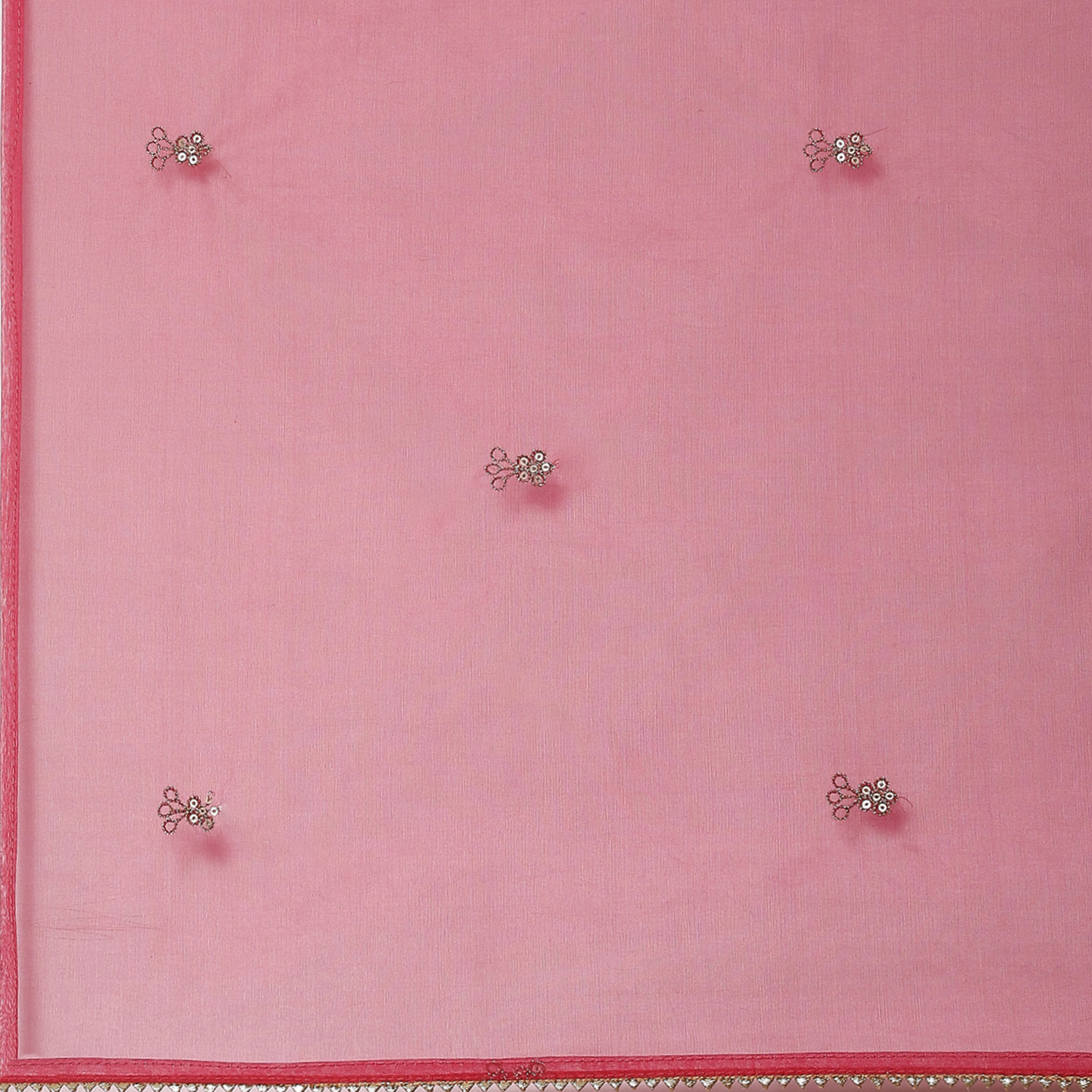 Pink Organza Digital Print Unstitched Suit Set image number 4