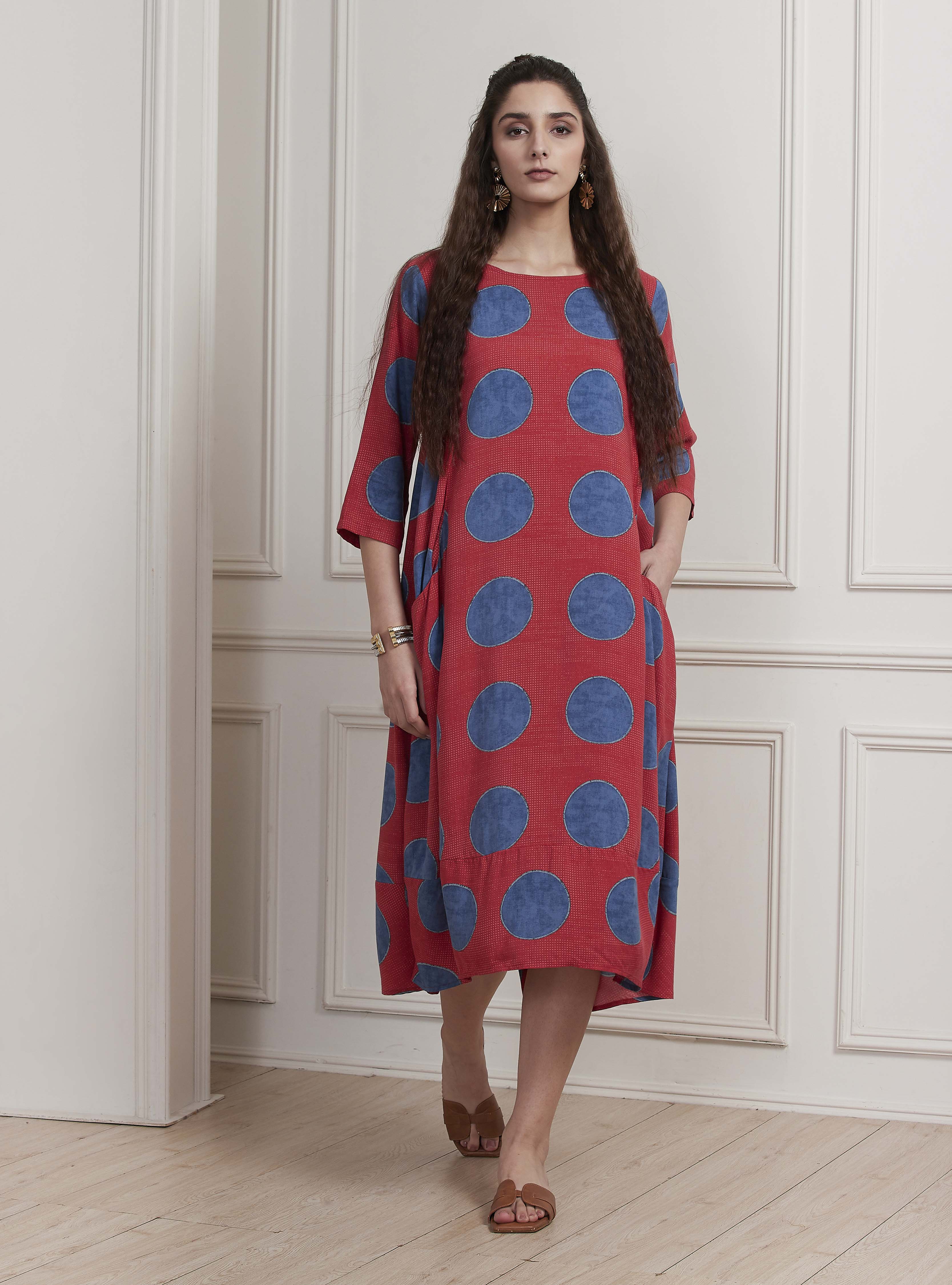 Mustard Yellow Printed A-Line Dress image number 5