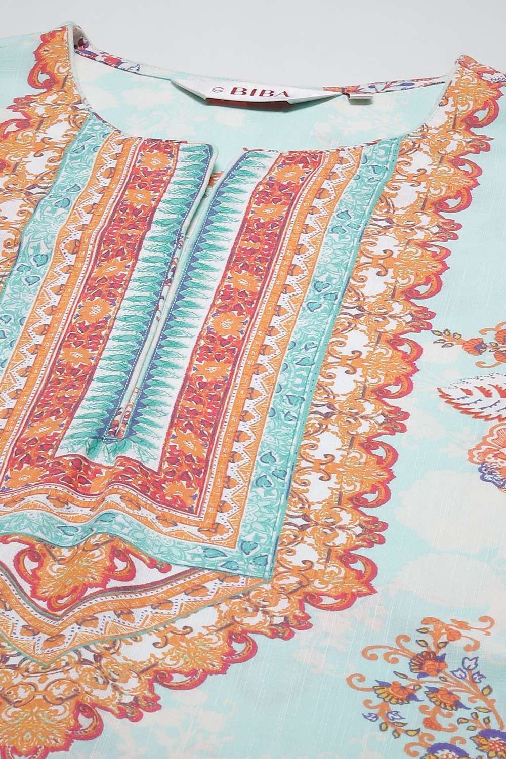 Sky Blue LIVA Straight Printed Kurta image number 5