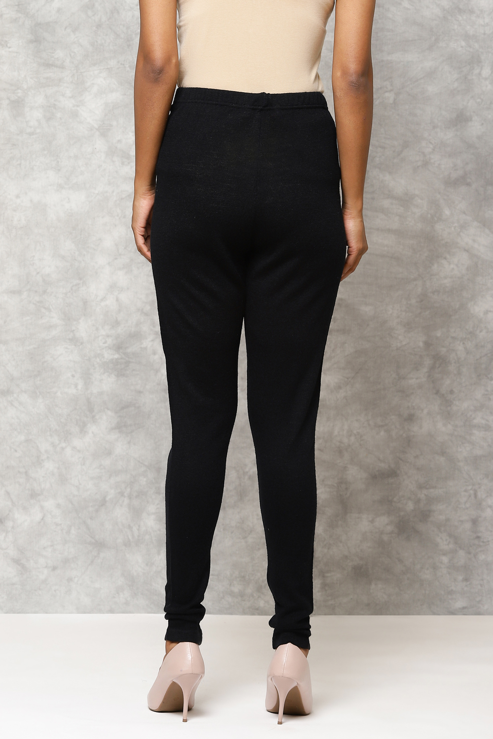 Ecru Straight Wool Acrylic Leggings image number 4