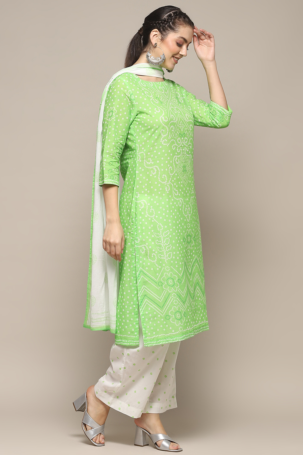 Pink Voile Straight Kurta Palazzo Suit Set image number 6