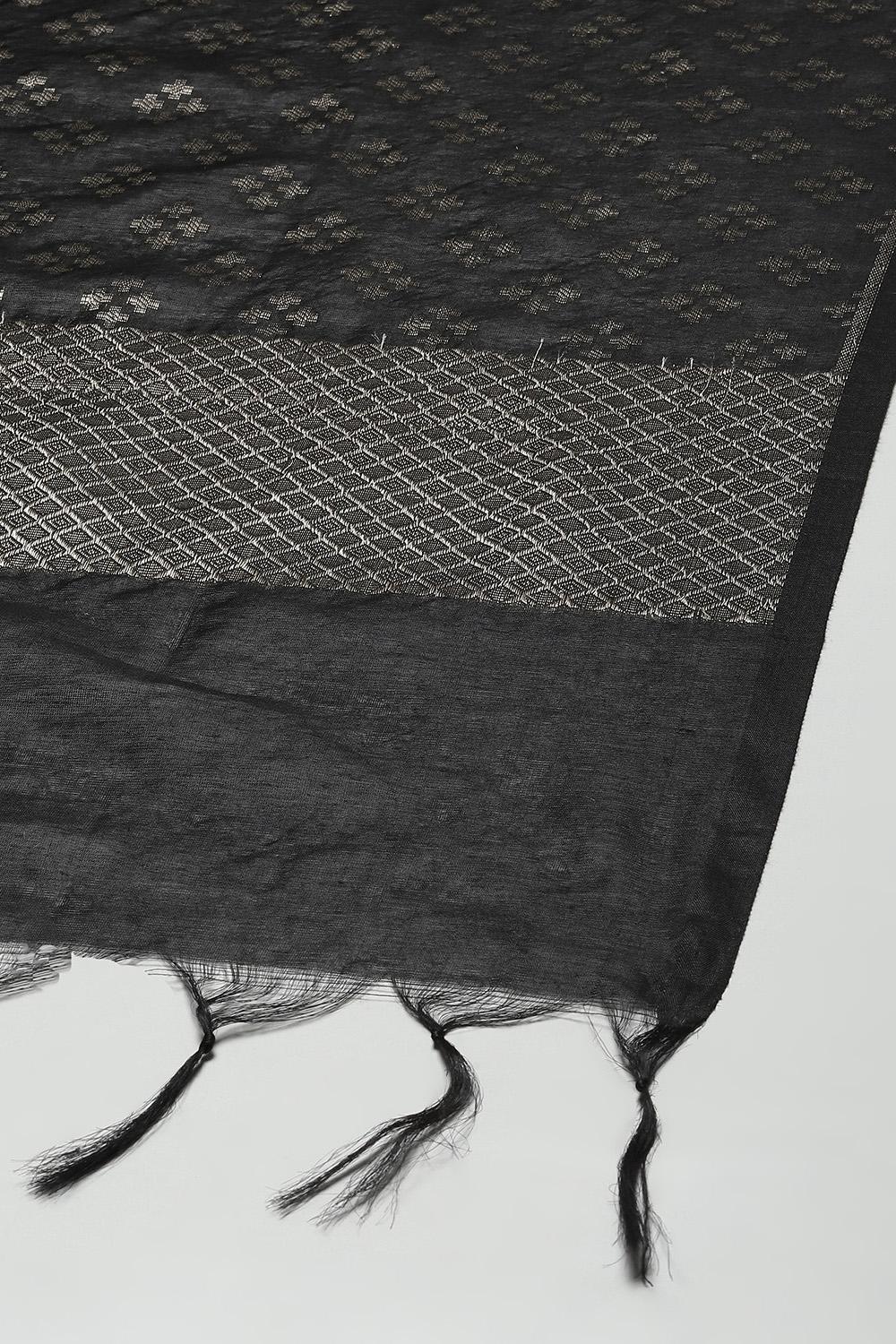 Black Poly Metalic Yarndyed Dupatta image number 1