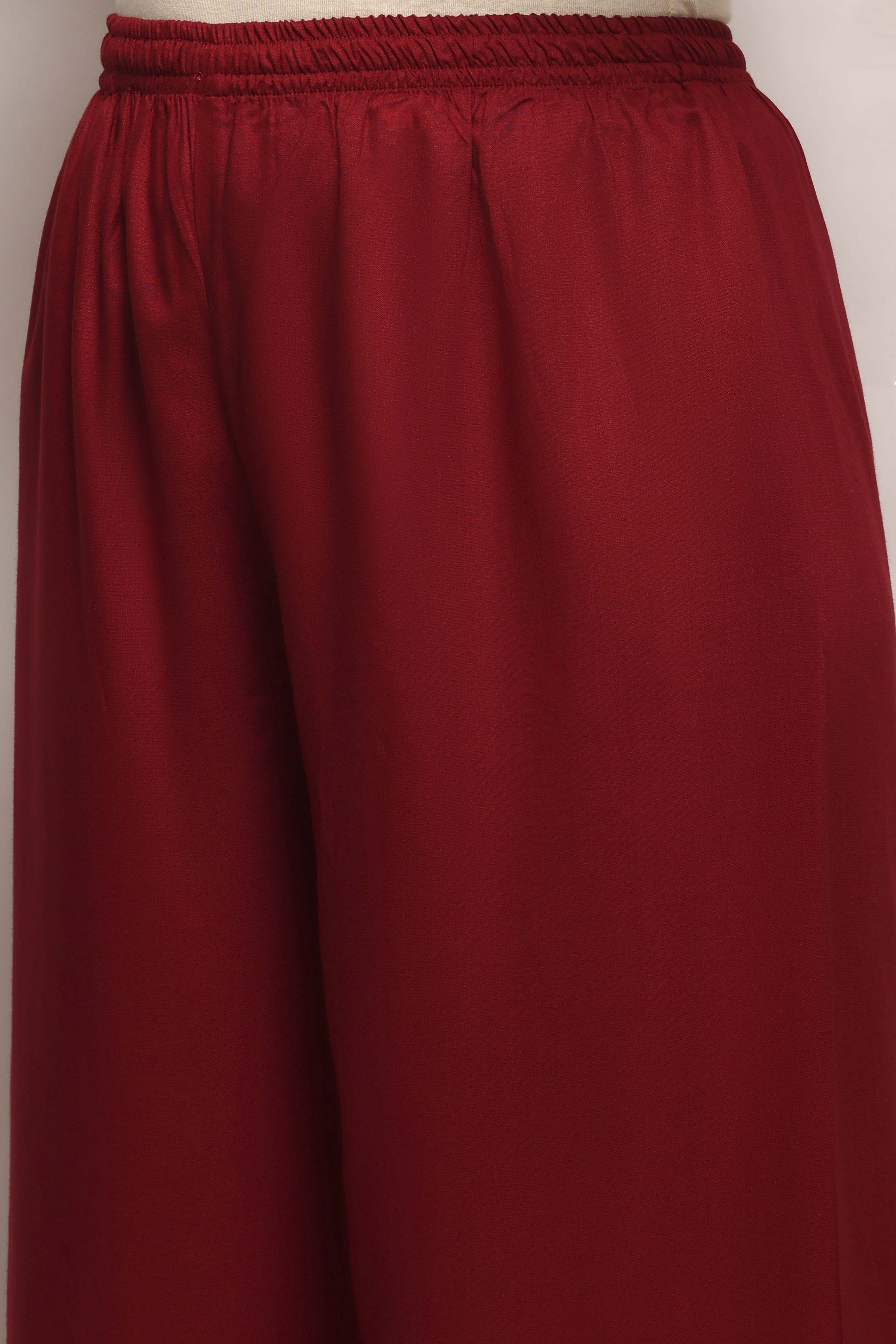 Blue Viscose Rayon Straight Palazzos image number 1