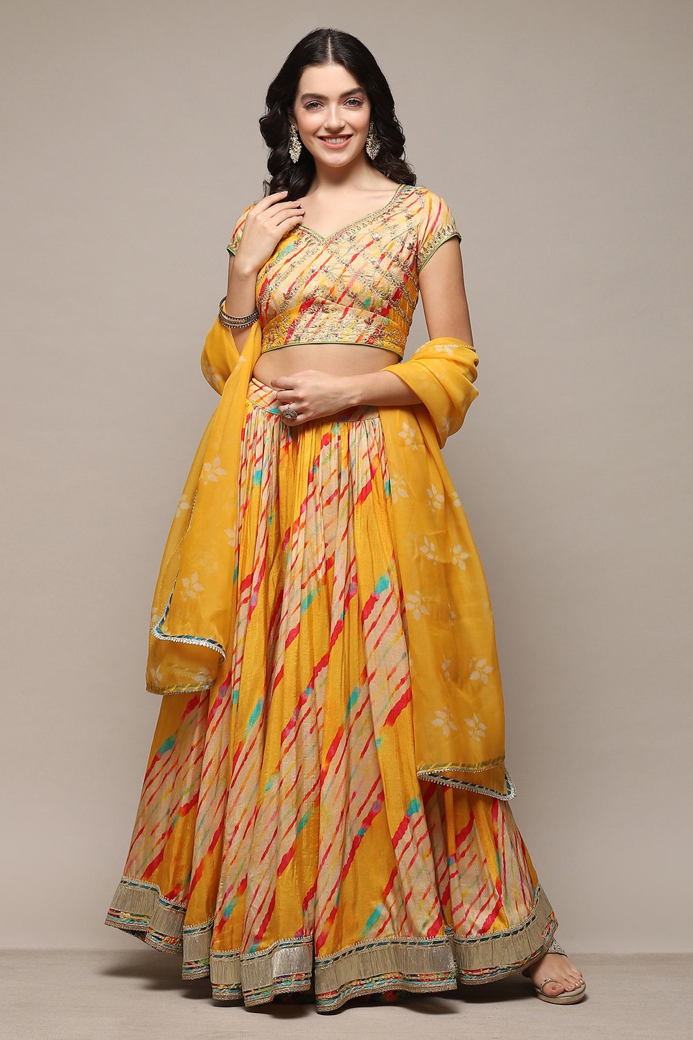 Yellow Polyester Straight Kurta Lehenga Set Kurta, Lehenga, Dupatta at ...