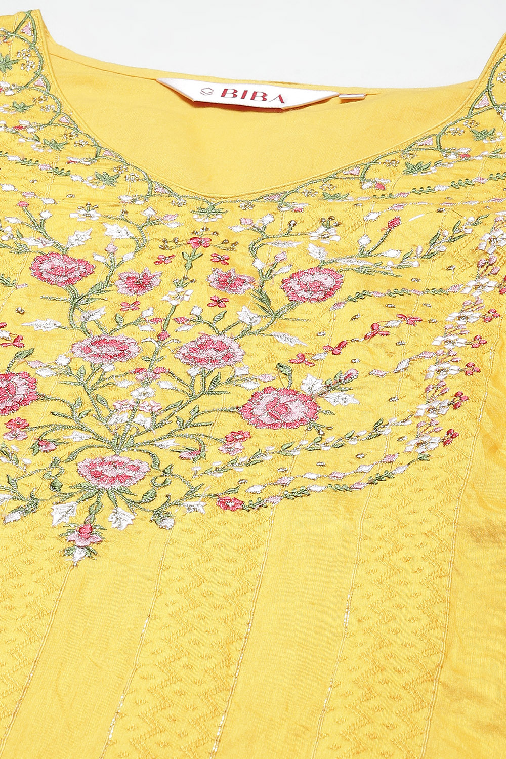 Yellow Viscose Straight Kurta Skirt Suit Set image number 1