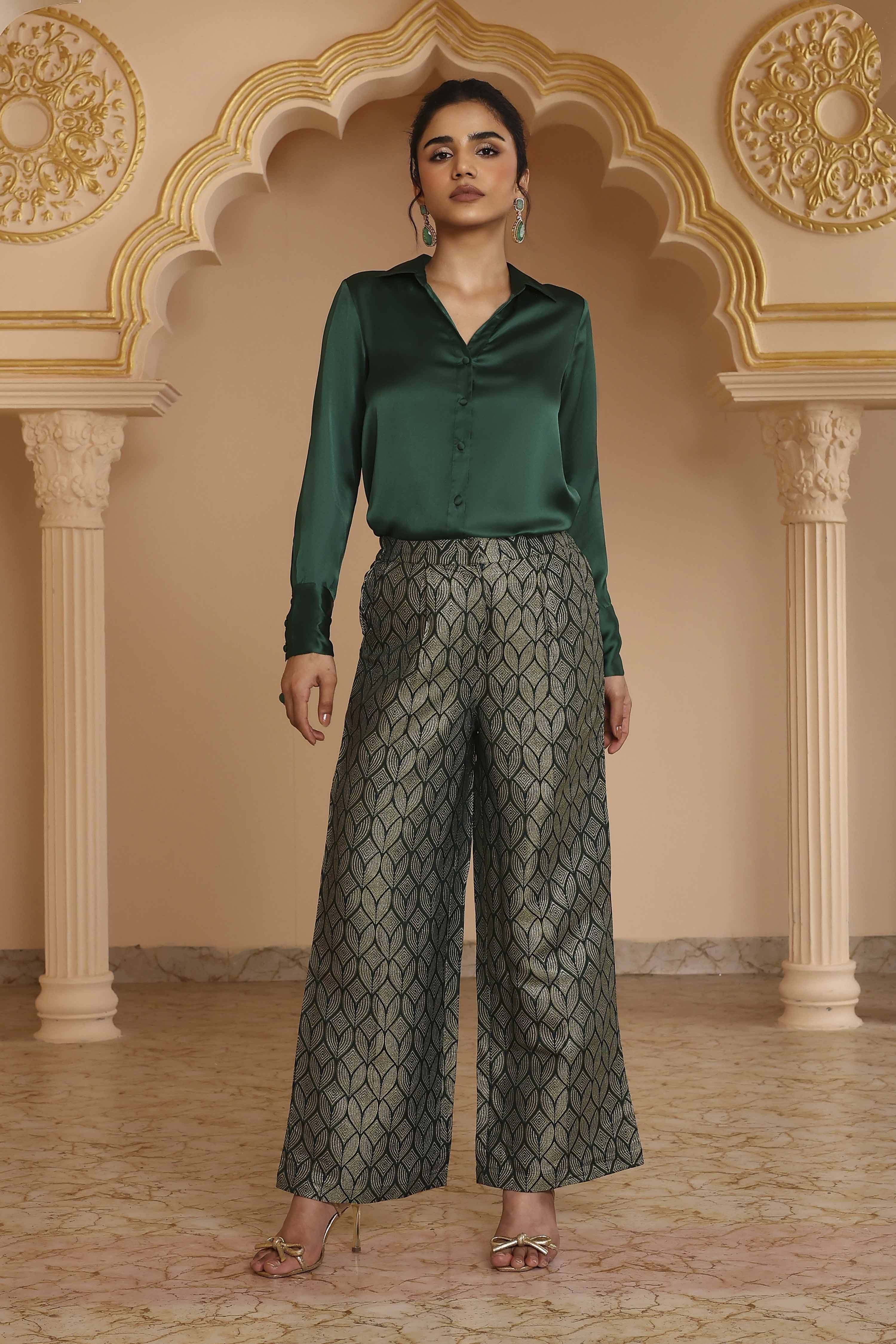 Emerald Green Art Silk Sequinned Co-ord Set image number 0