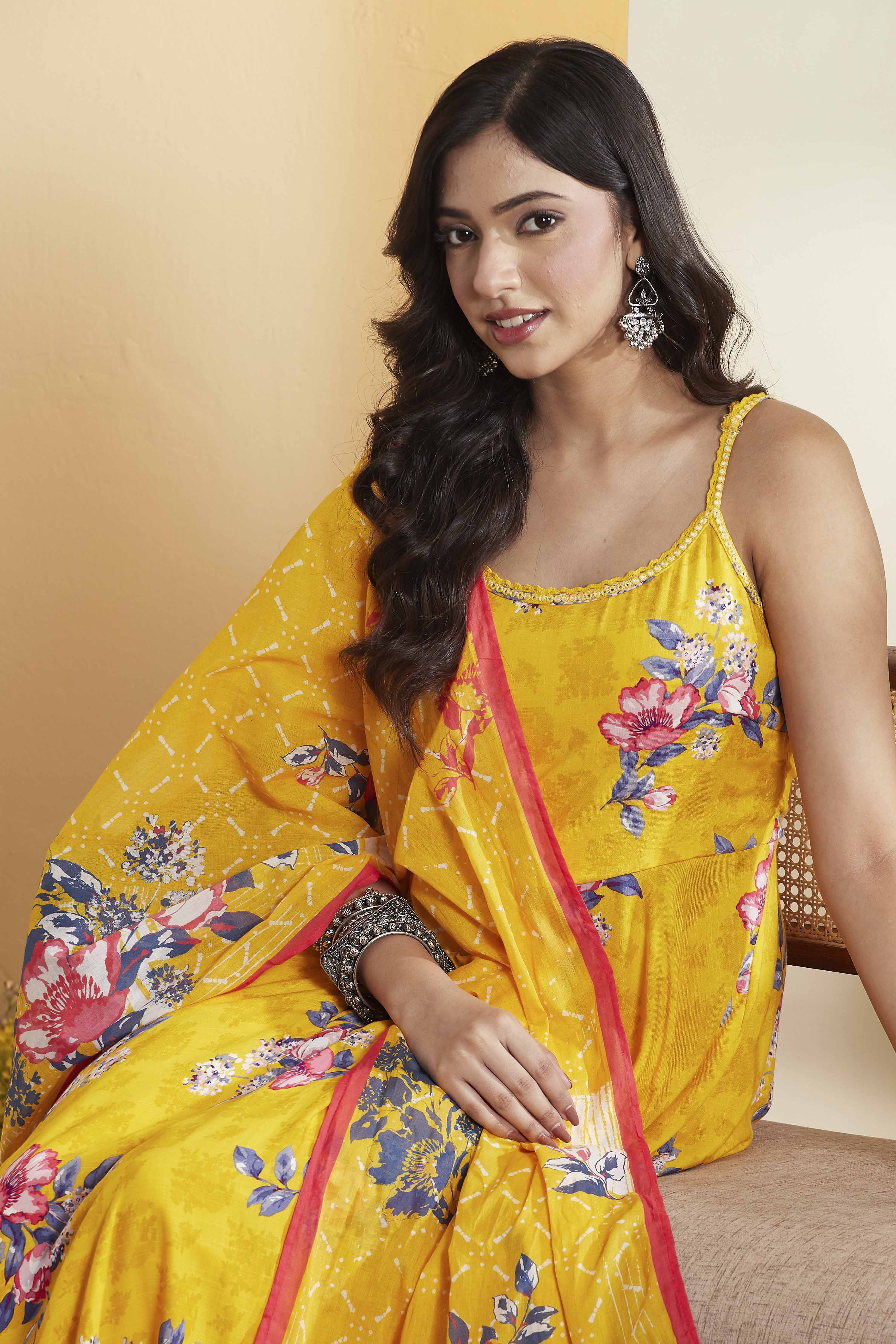 Green Viscose Rayon Straight Fusion Set image number 1