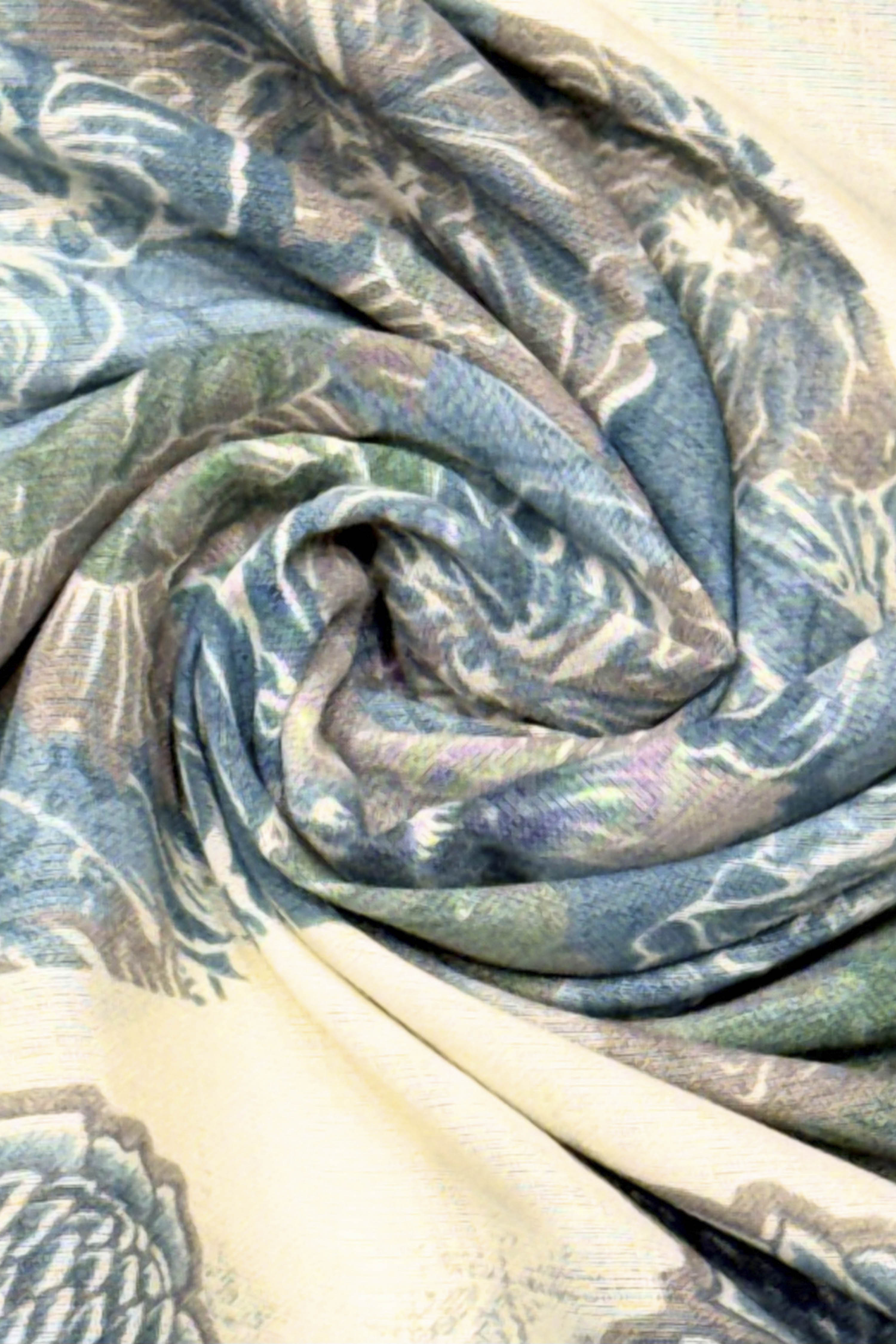 Grey Cotton Printed Unstitched Suit Set image number 2