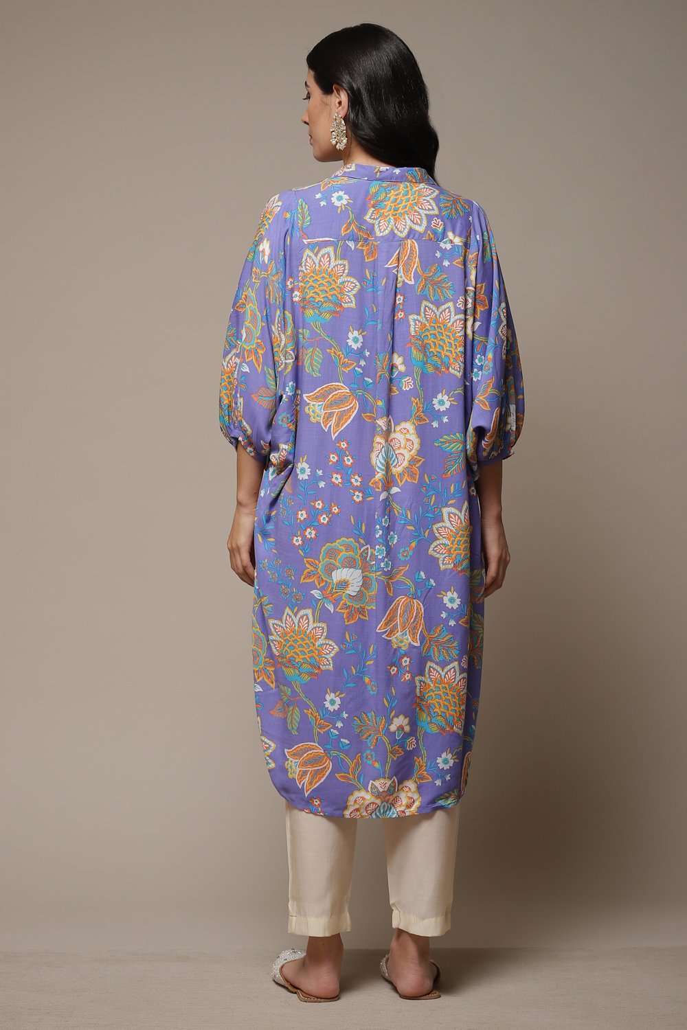 Purple Rayon Straight Printed Kurta image number 2