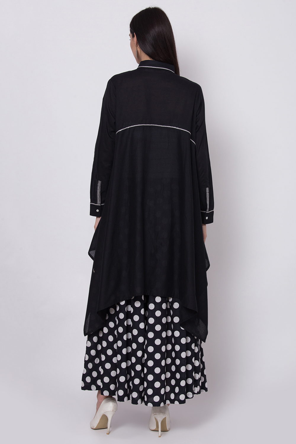 White Cotton A-Line Shirt Kurta image number 4
