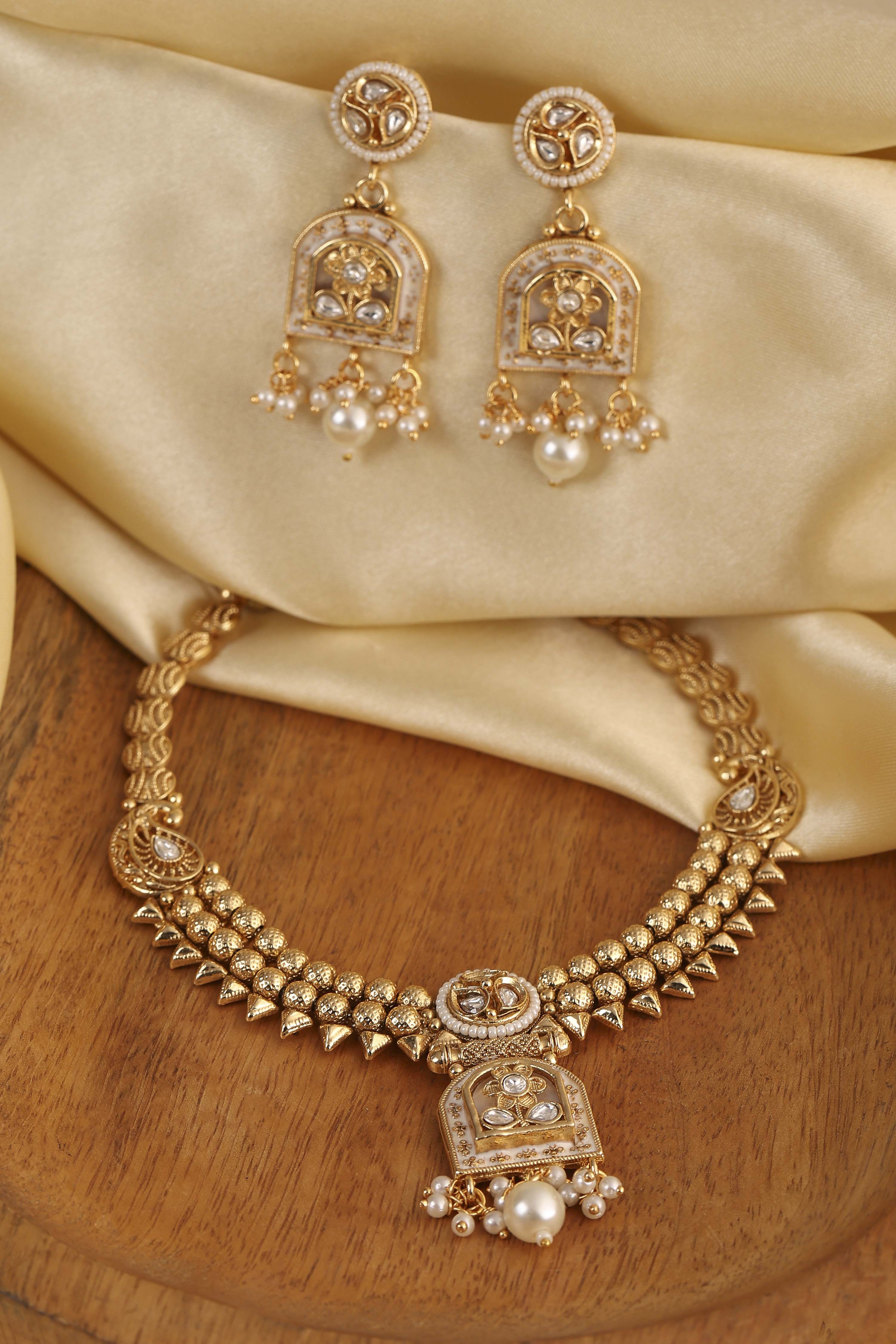 White Stone Necklace Set image number 0