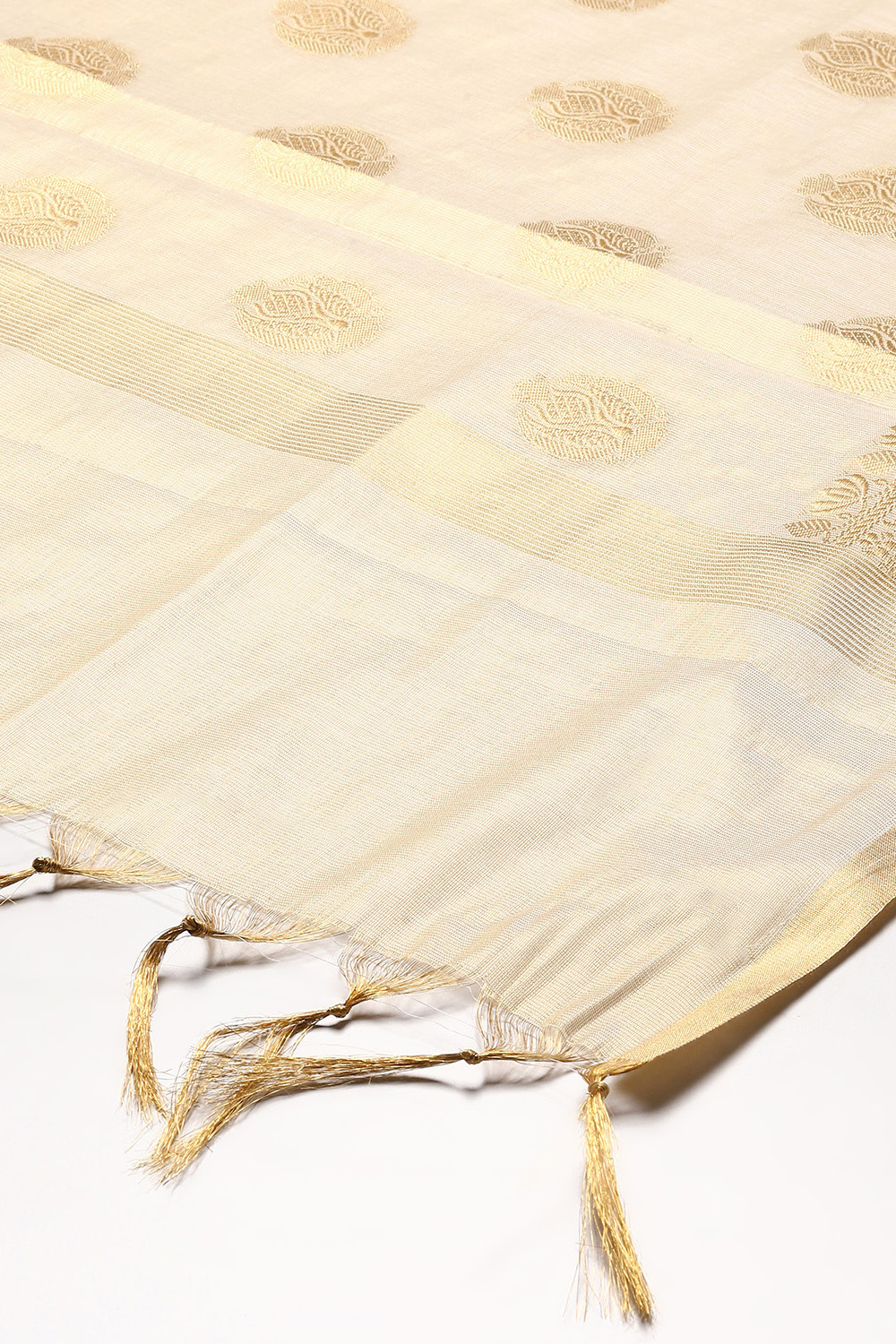 Gold-Toned Yard-Dyed Printed Dupatta image number 1