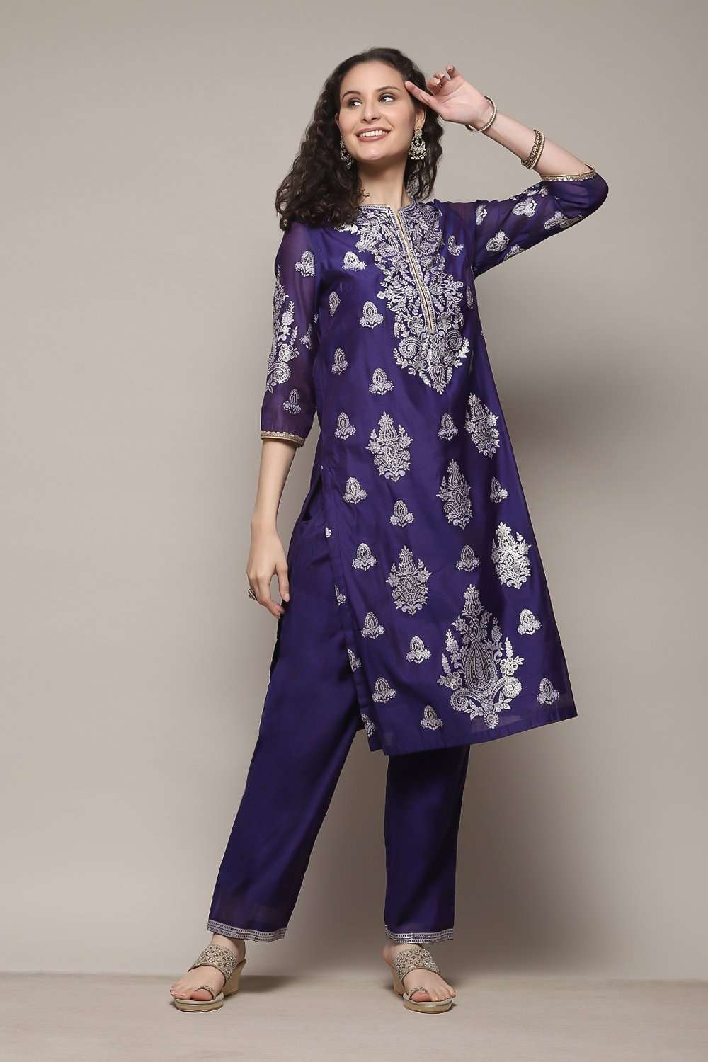 Buy Pink & Purple Polyester Straight Printed 2 Piece Set for INR2159.40 ...