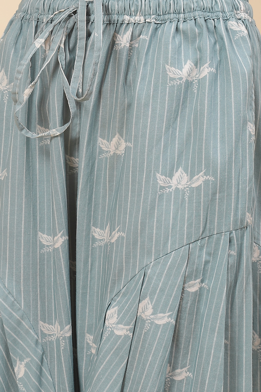 Steel Blue Cotton A-Line Kurta Cross Yoke Salwar Suit Set image number 2