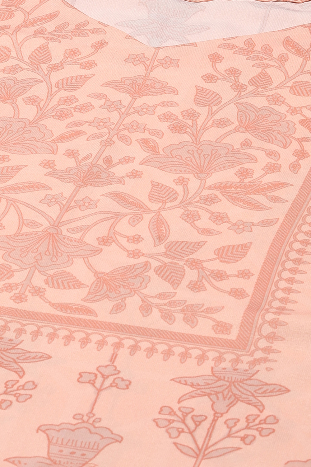 Peach Silk Blend Digital Print Unstitched Suit Set image number 2