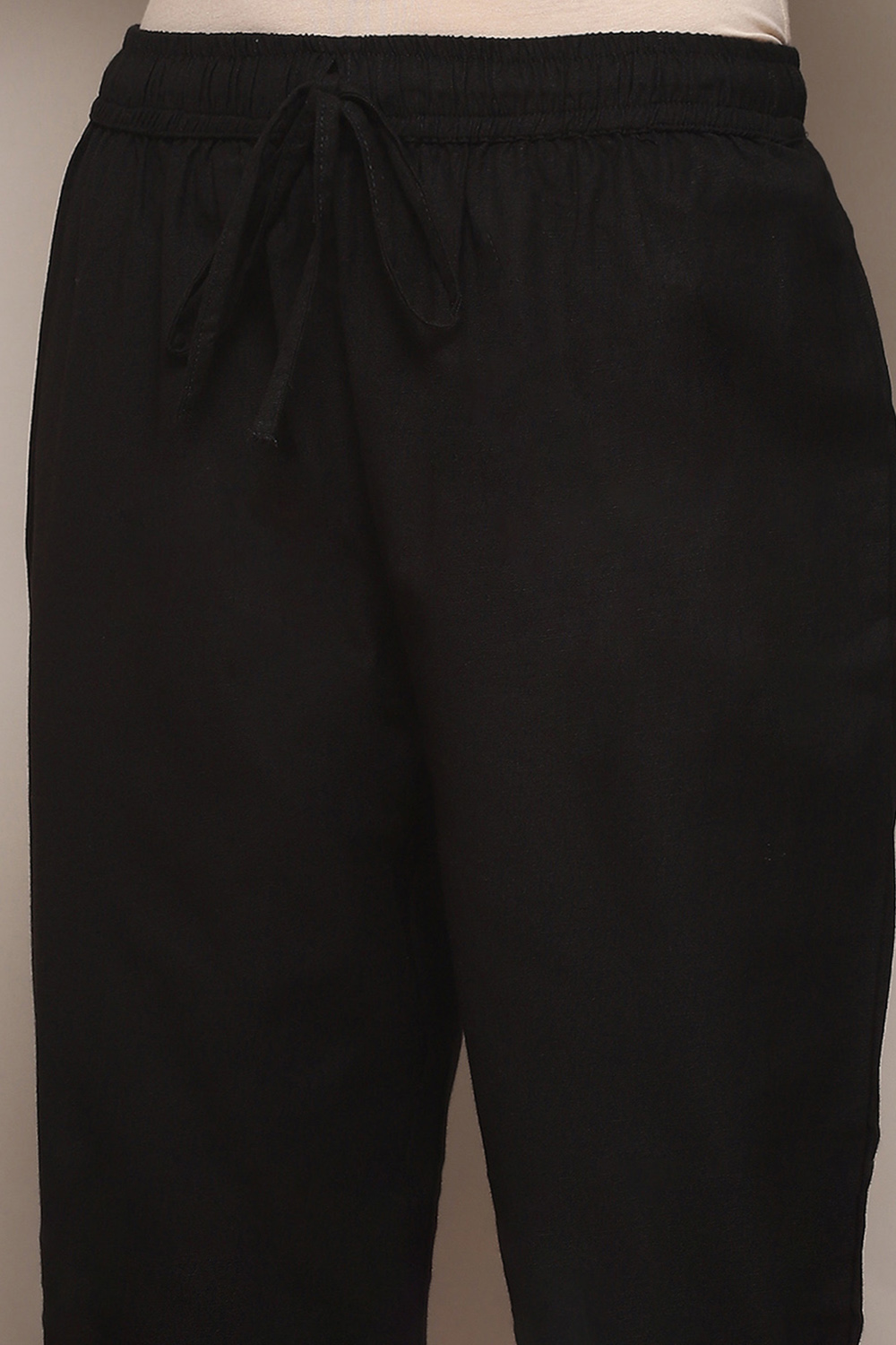 Rust Cotton Flax Slim Solid Pants image number 1